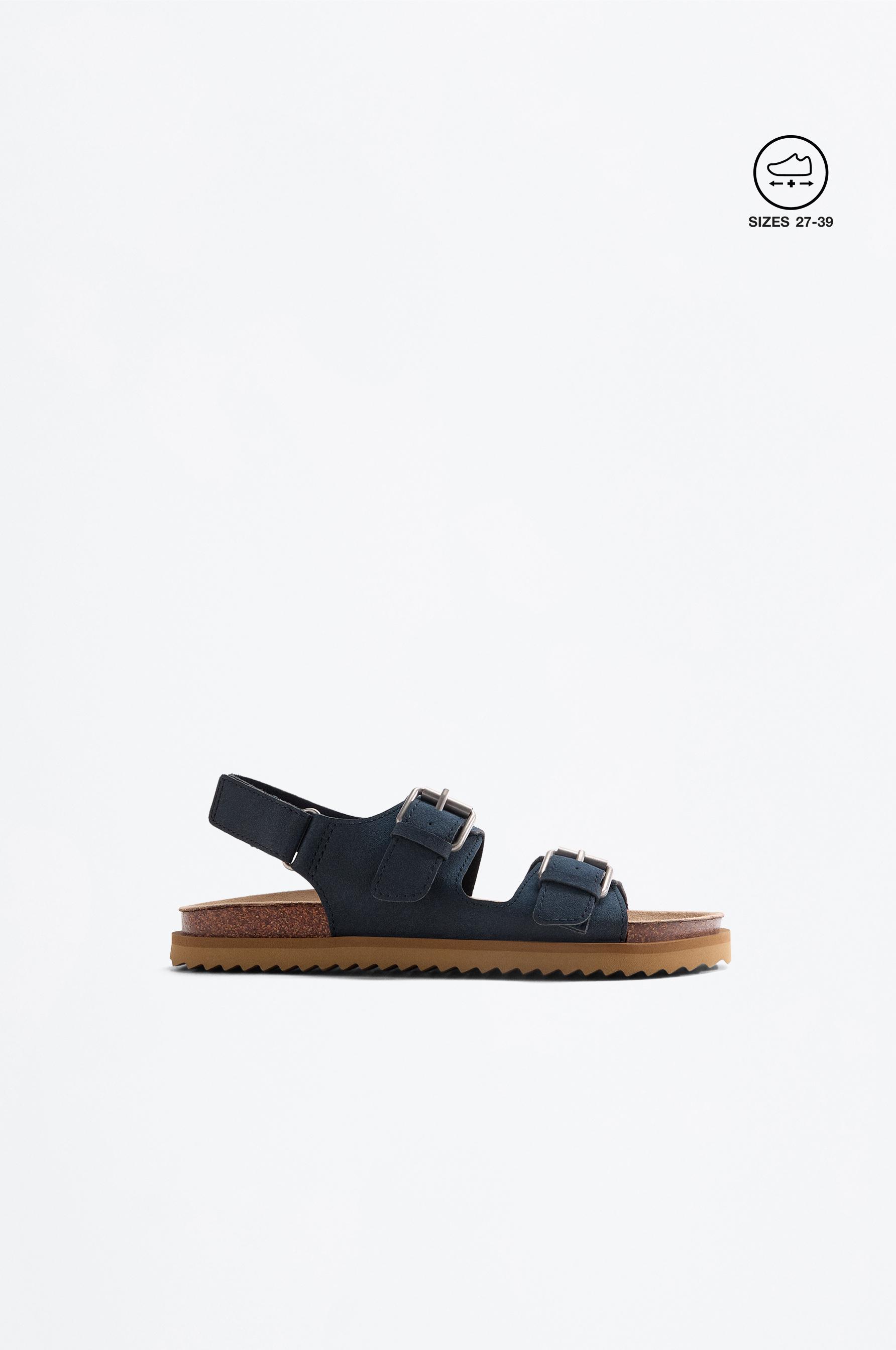 BUCKLE SANDALS — NAVY BLUE