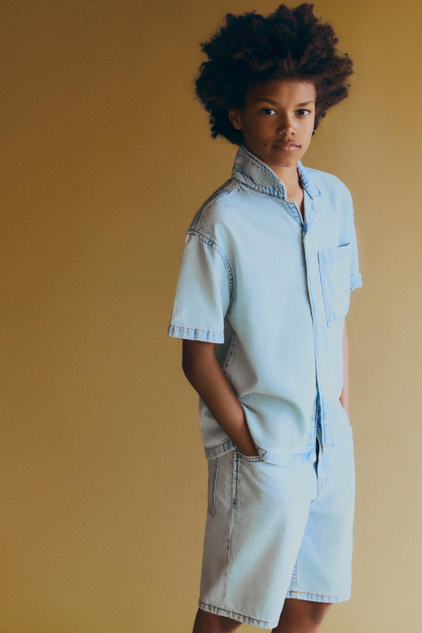 Denim resort shirt — PALE BLUE