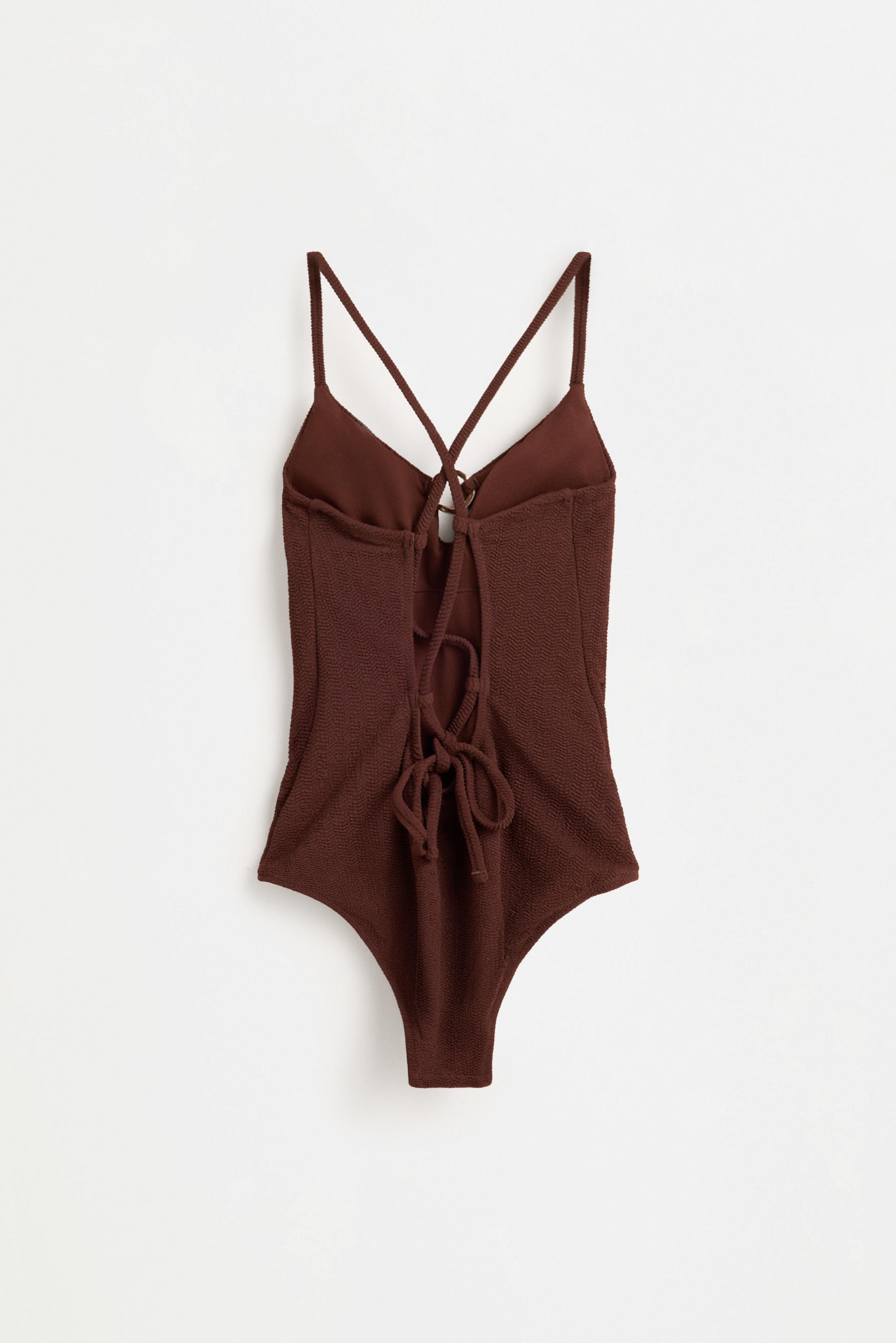 Jewel detail swimsuit — CHOCOLATE