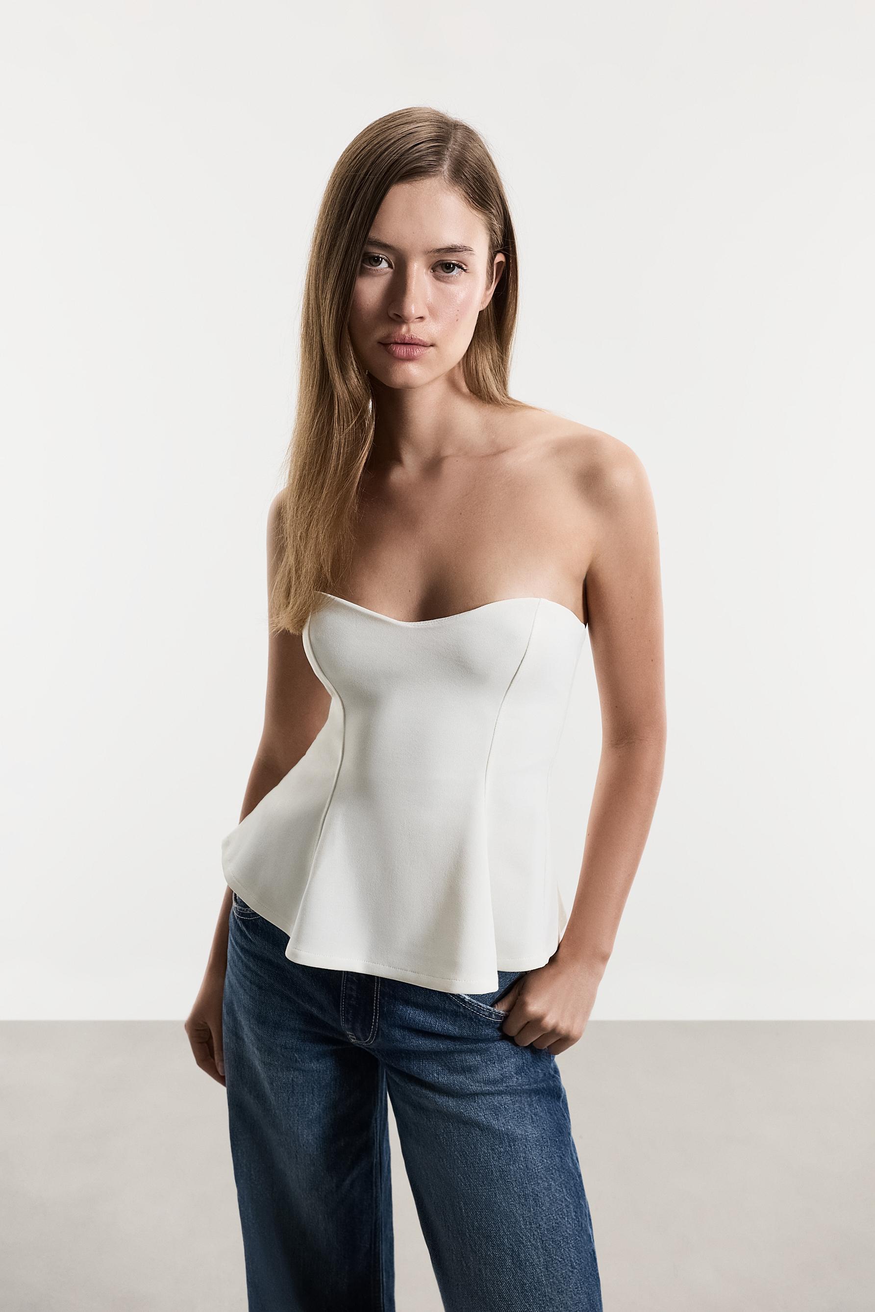 Peplum seam top — OFF WHITE