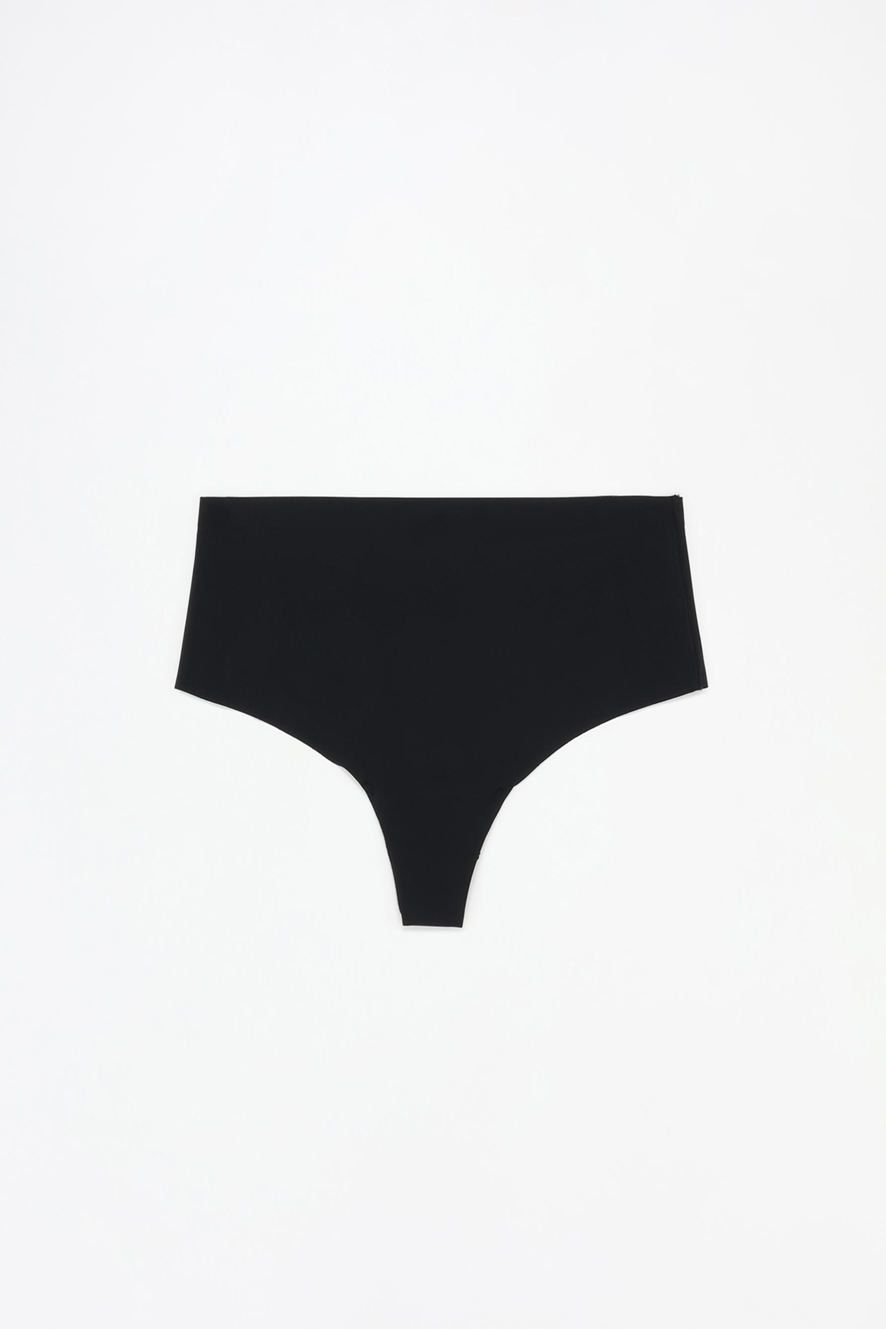Microfibre shapewear thong — BLACK