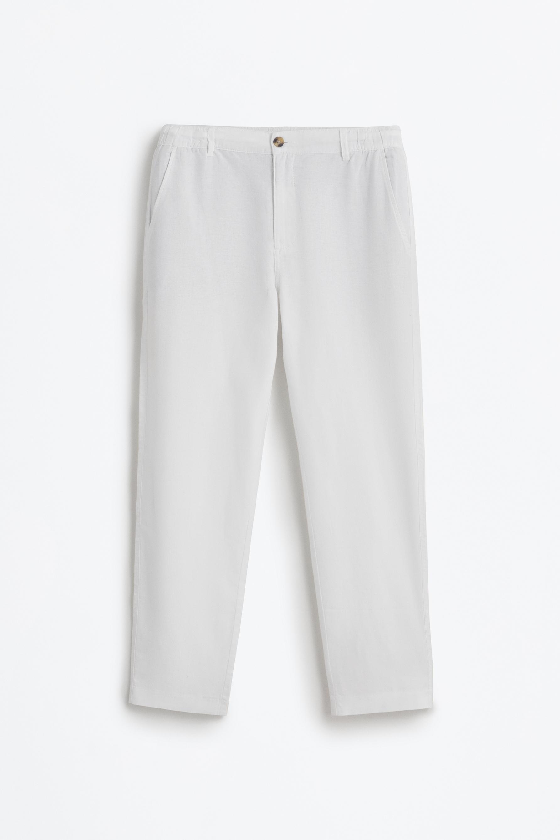 Cotton - linen smart trousers — WHITE