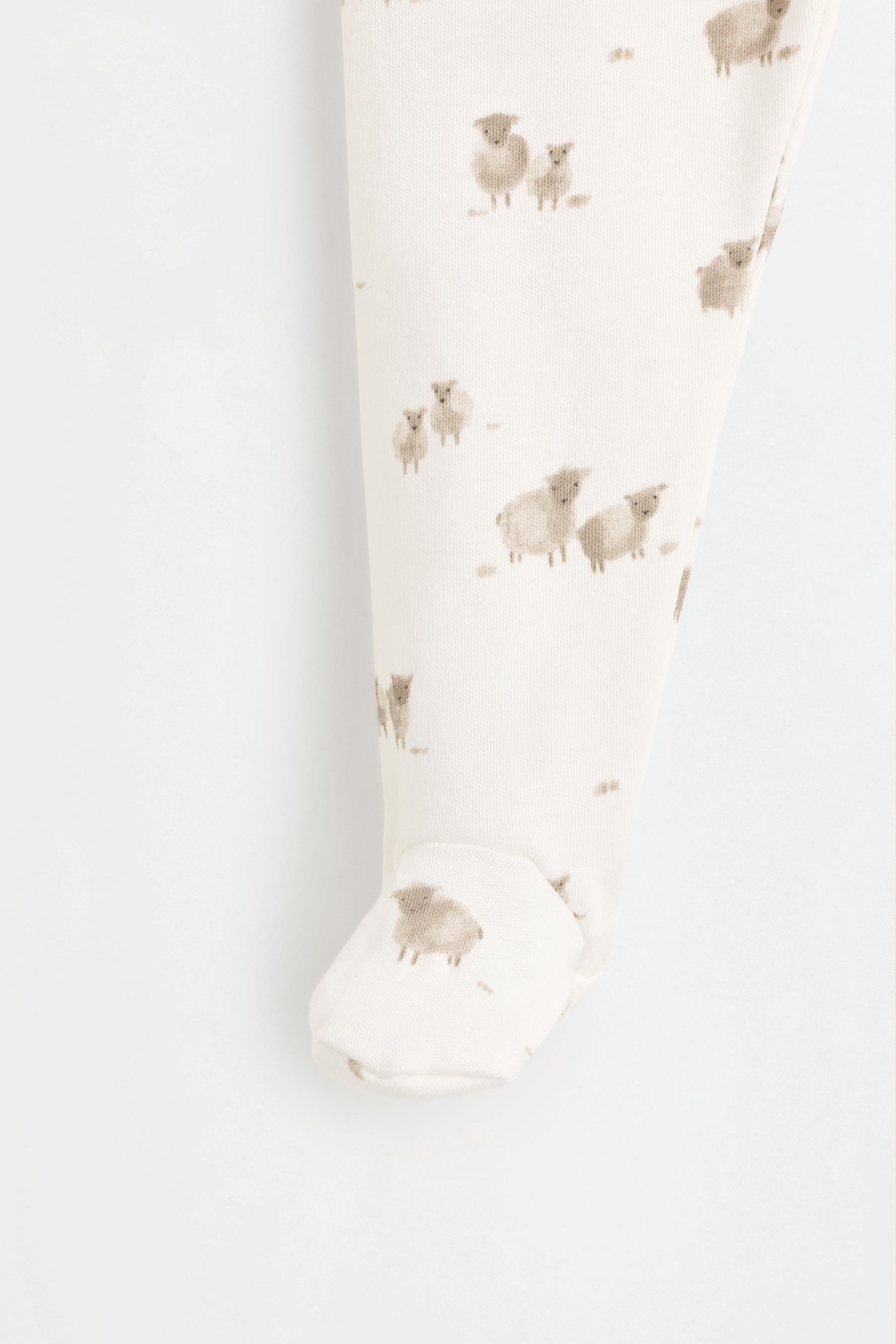 Printed bodysuit, footed leggings and hat set — TAUPE BROWN