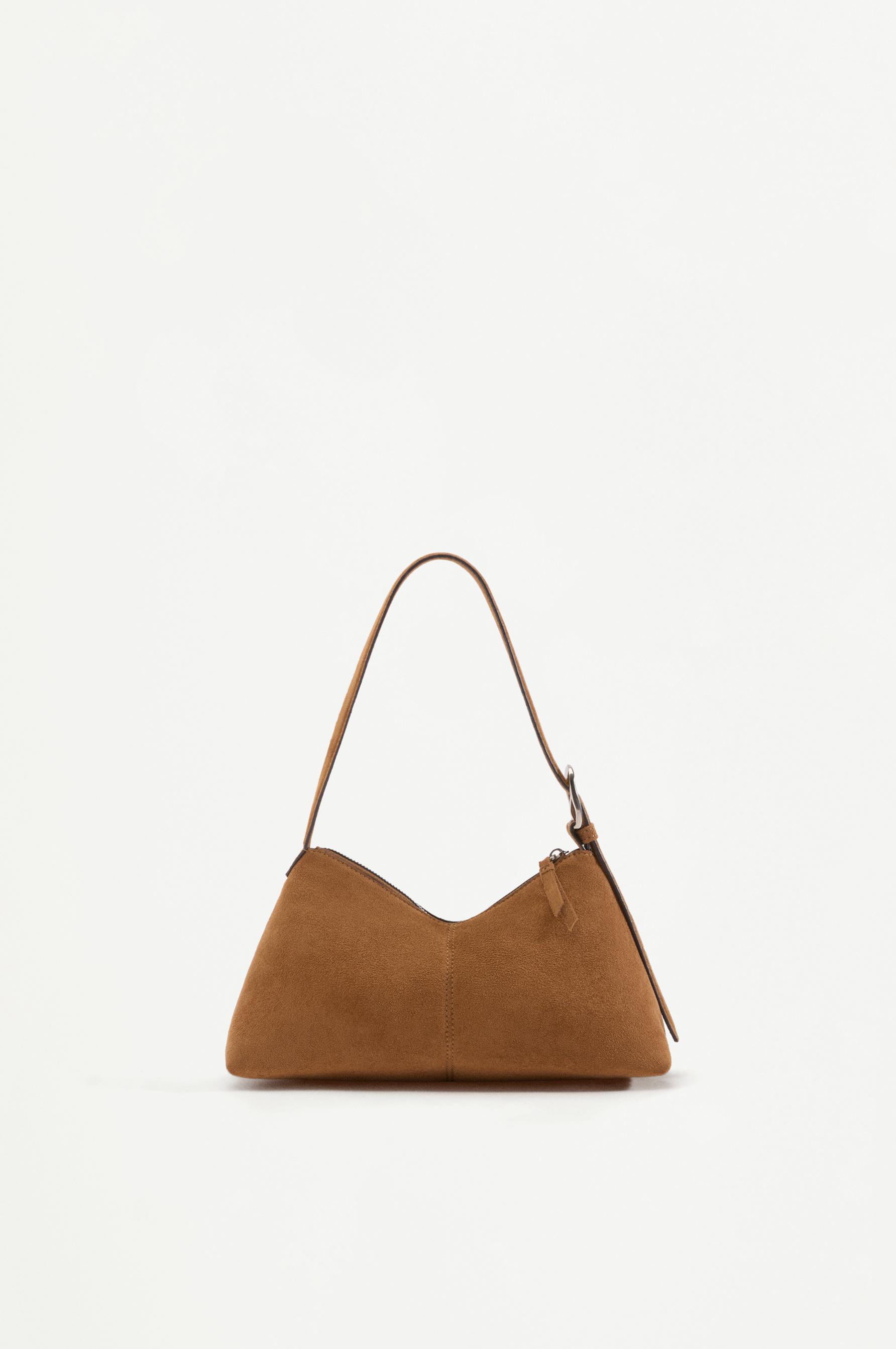 Faux suede shoulder bag — CAMEL