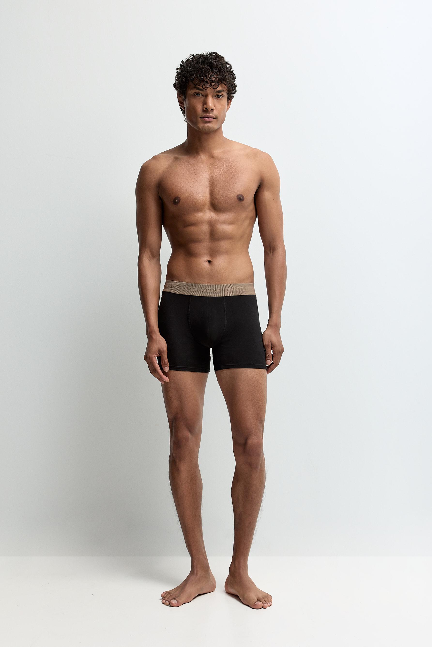5-pack of long slogan boxers — BLACK