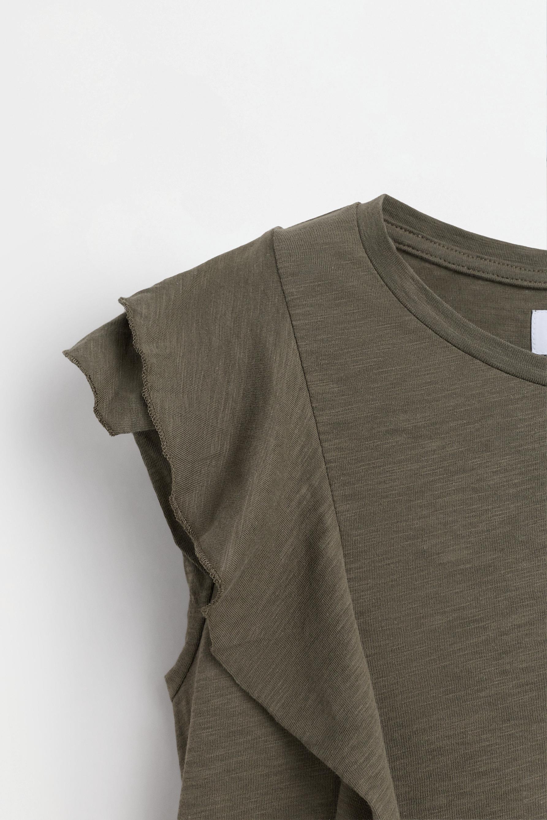 Ruffled T-shirt — DARK KHAKI