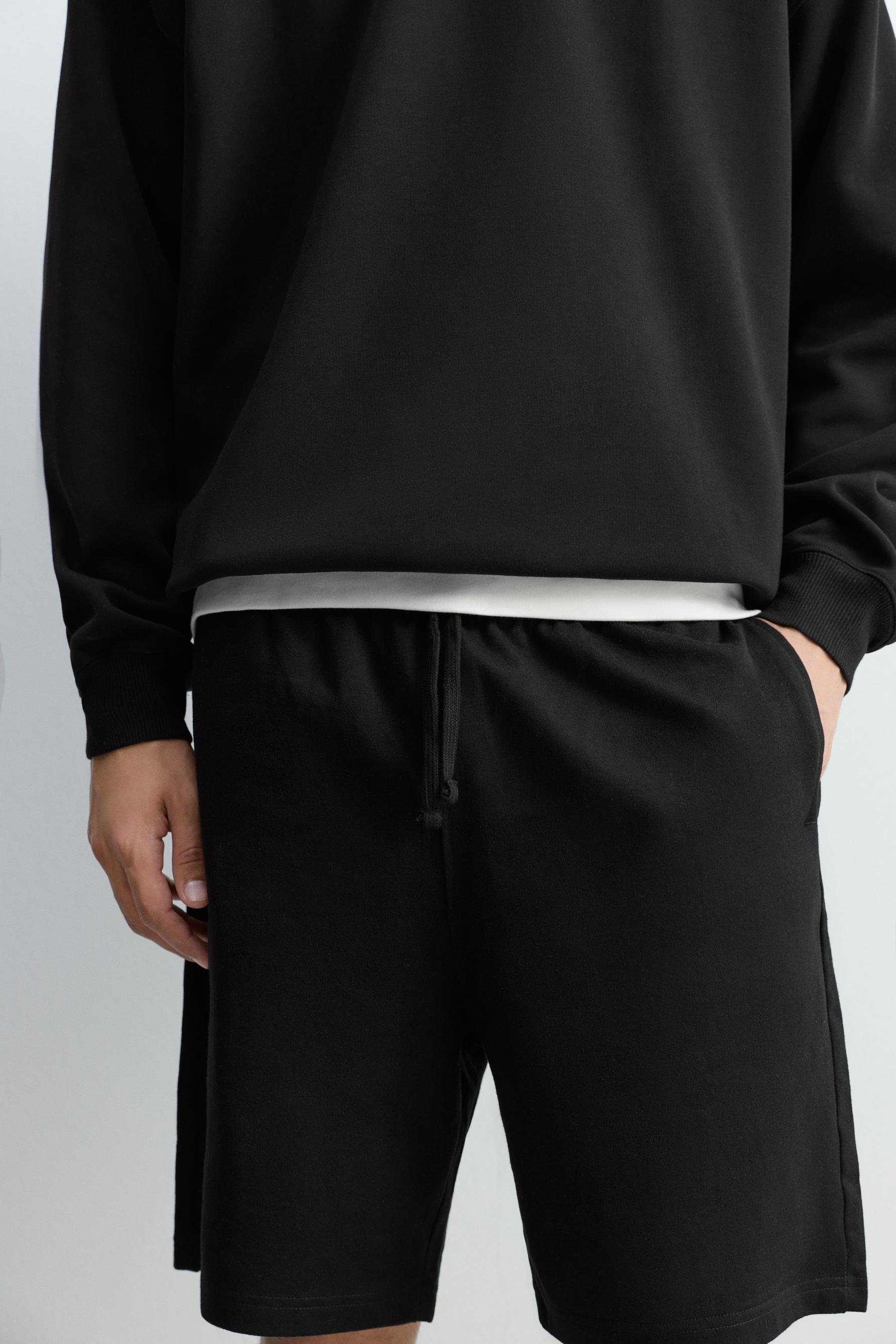 Basic tracksuit Bermuda shorts — BLACK