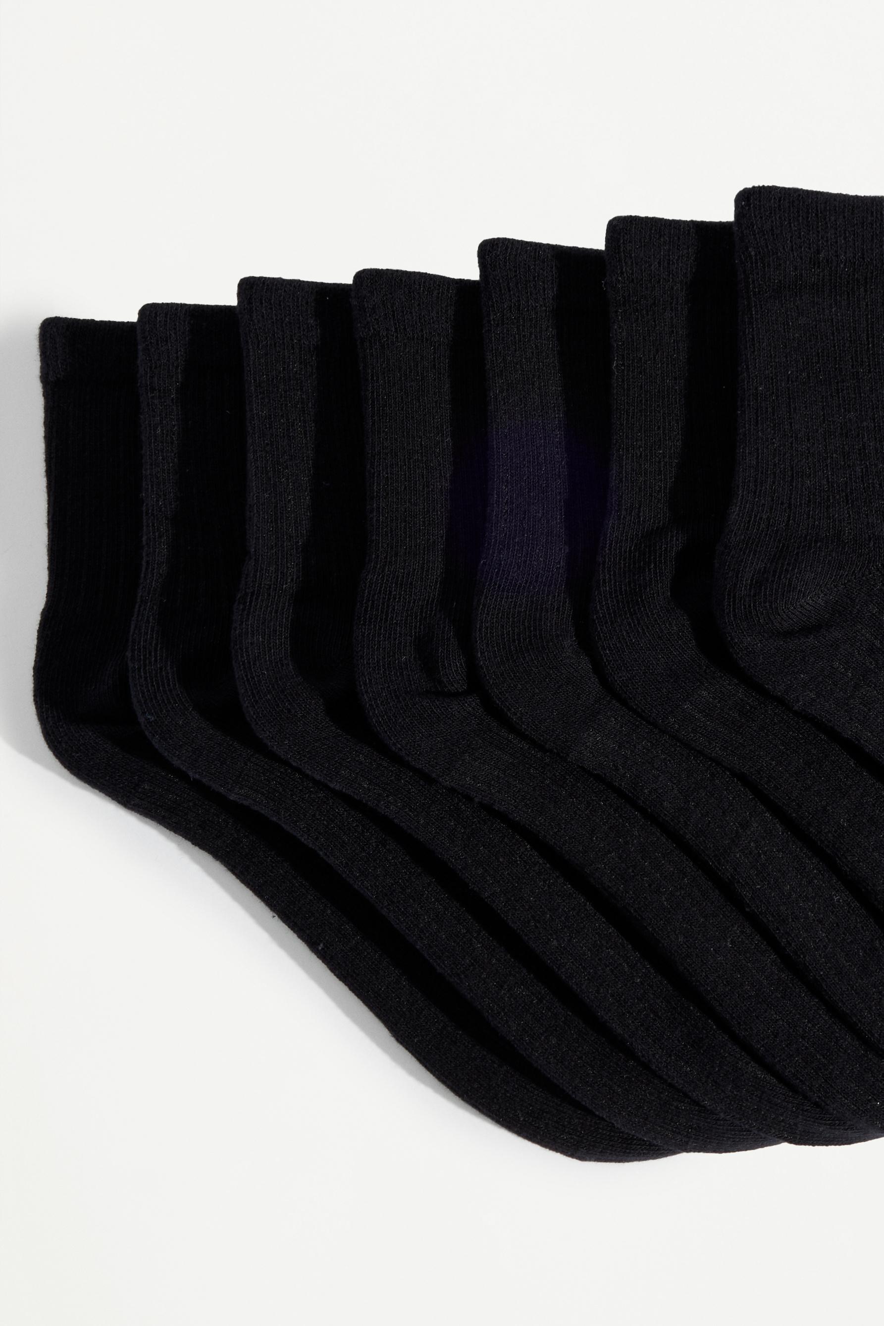Short Socks (7-Pack) — BLACK
