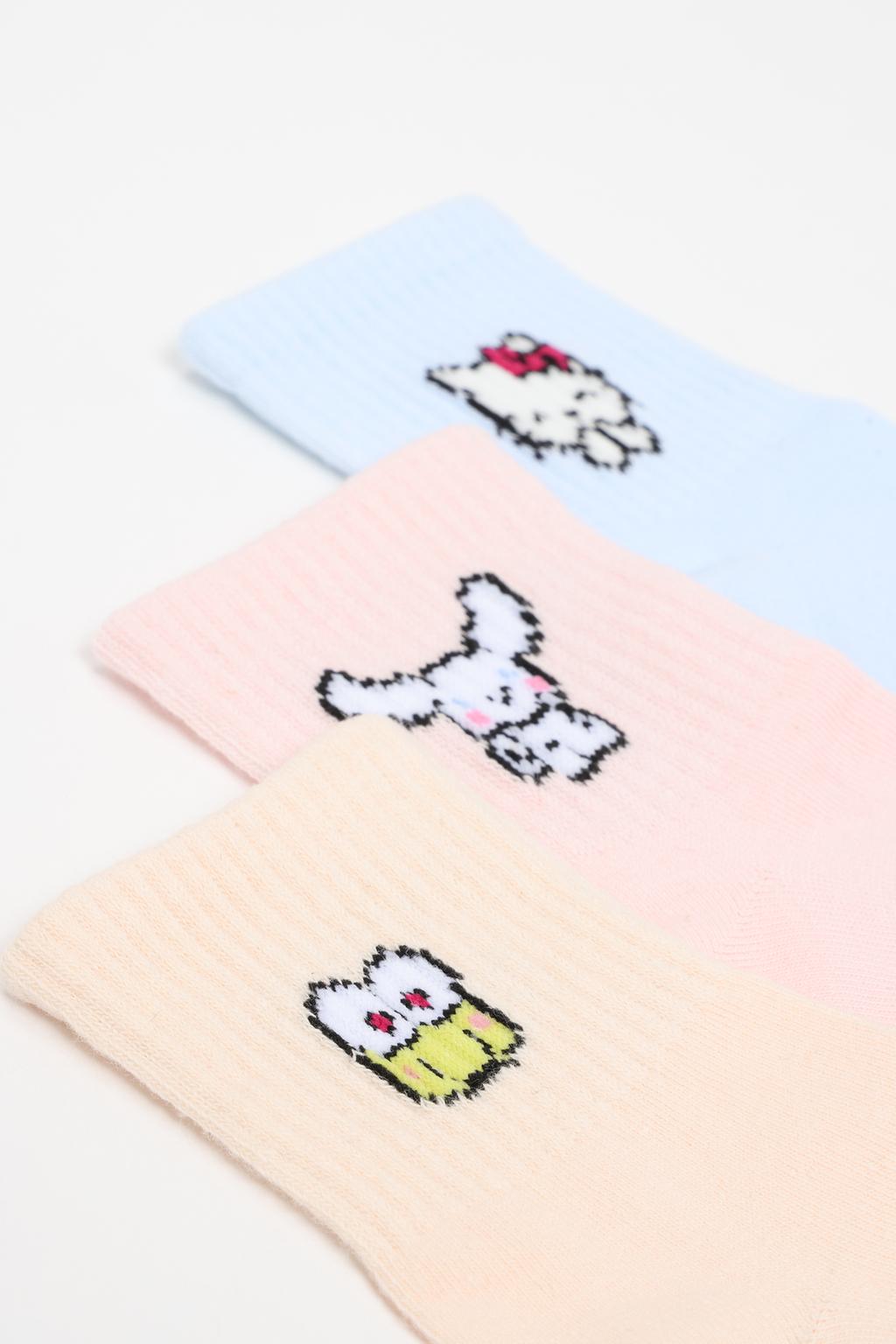 3-pack of Cinnamoroll, Keroppi and Hello Kitty ©SANRIO socks