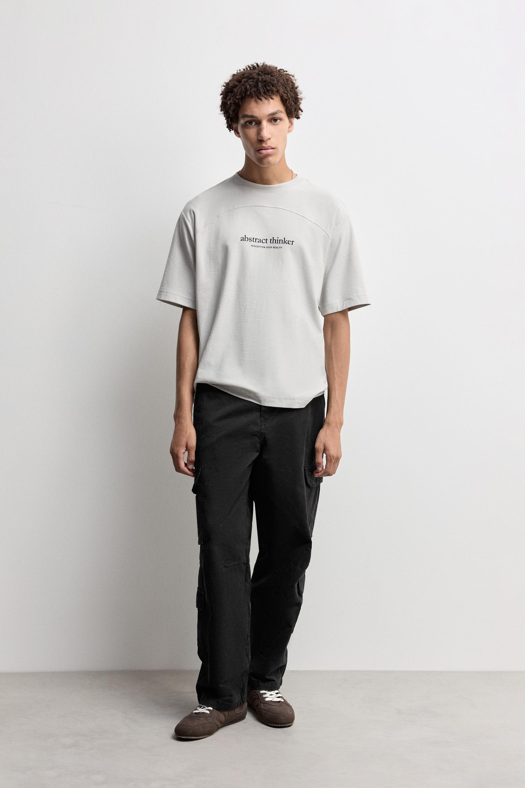Oversized printed T-shirt — PALE GREY