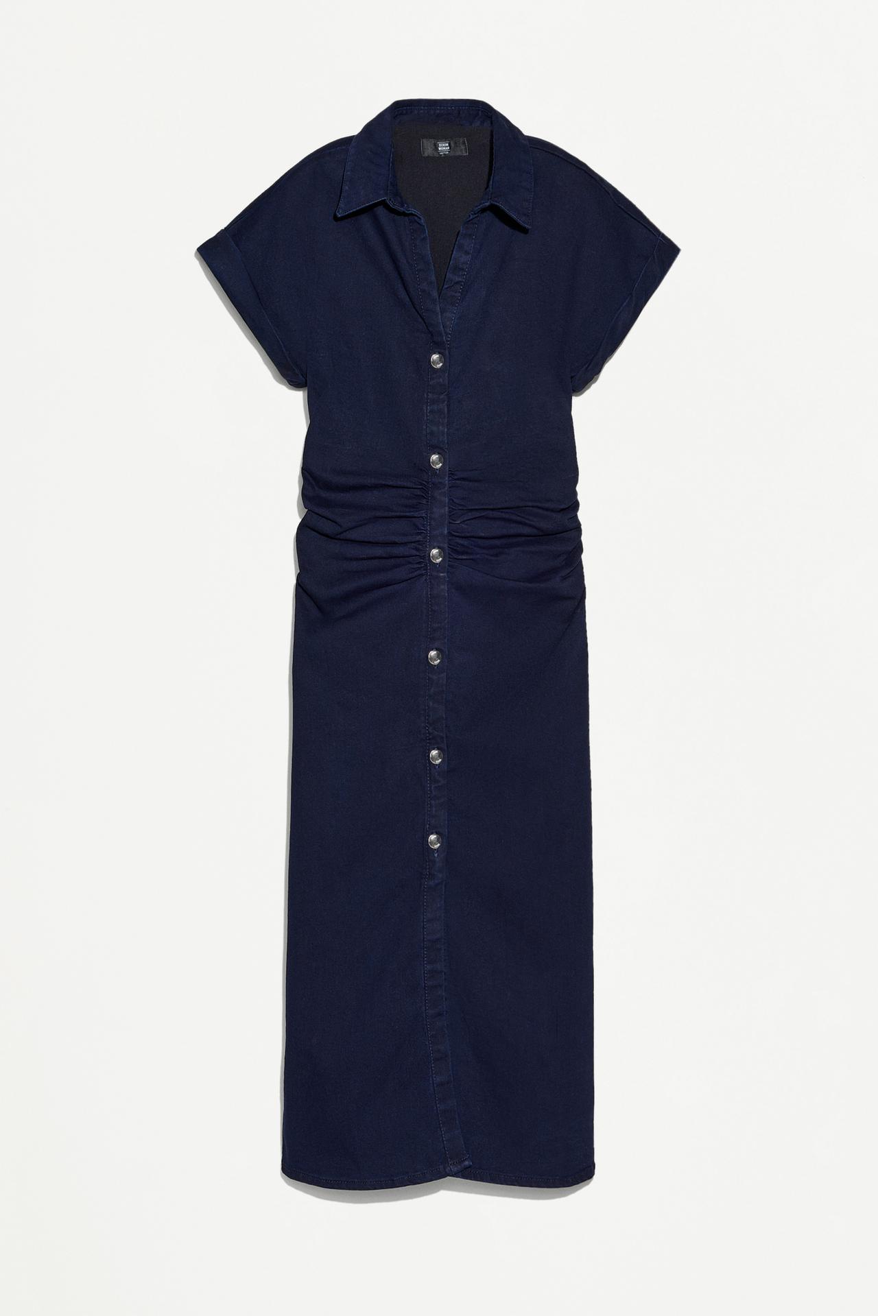Denim midi button dress — BLUE