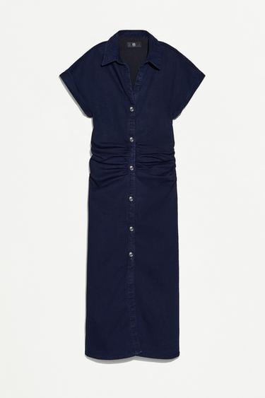 Denim midi button dress — BLUE 6