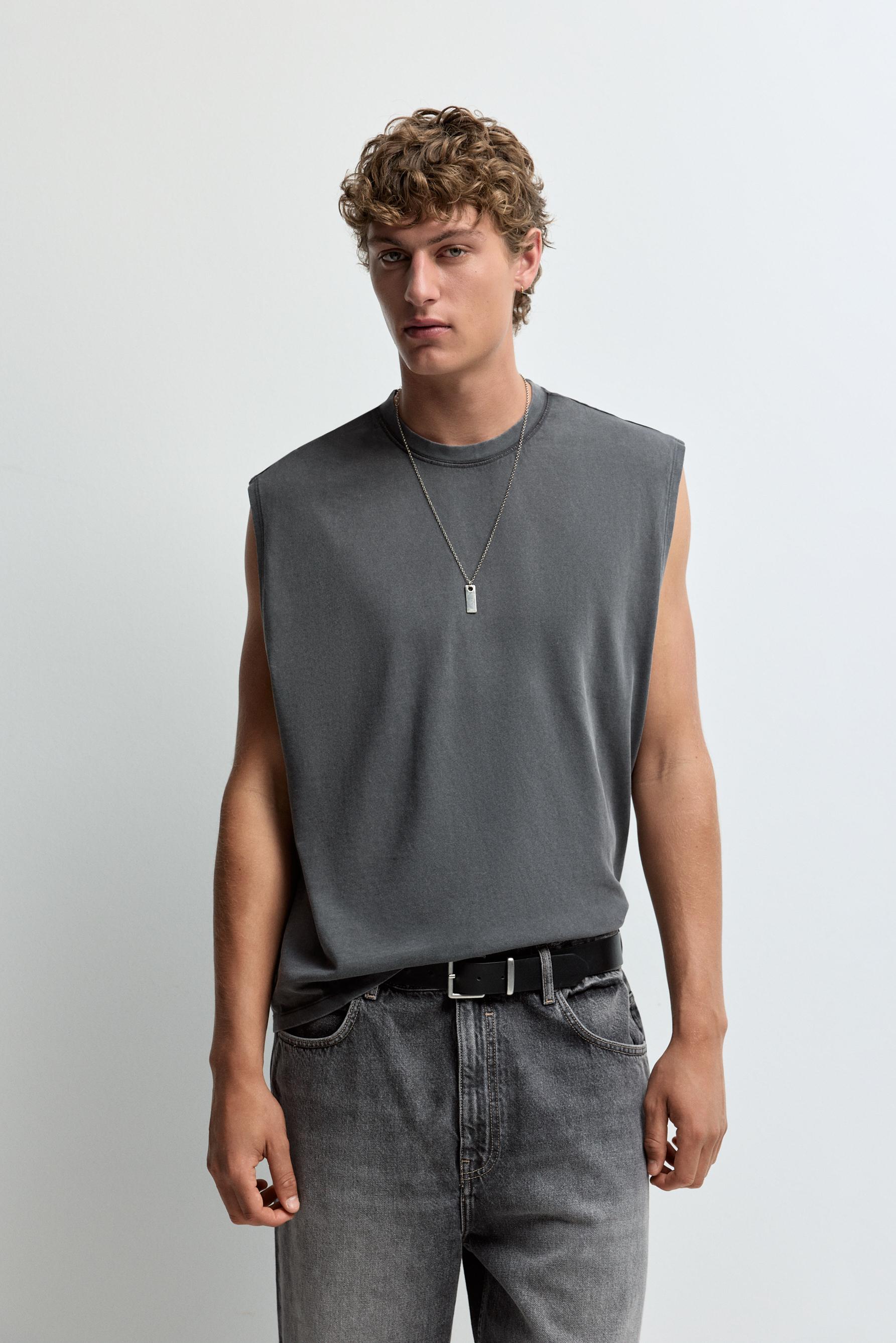 Faded-effect sleeveless T-shirt — LEAD