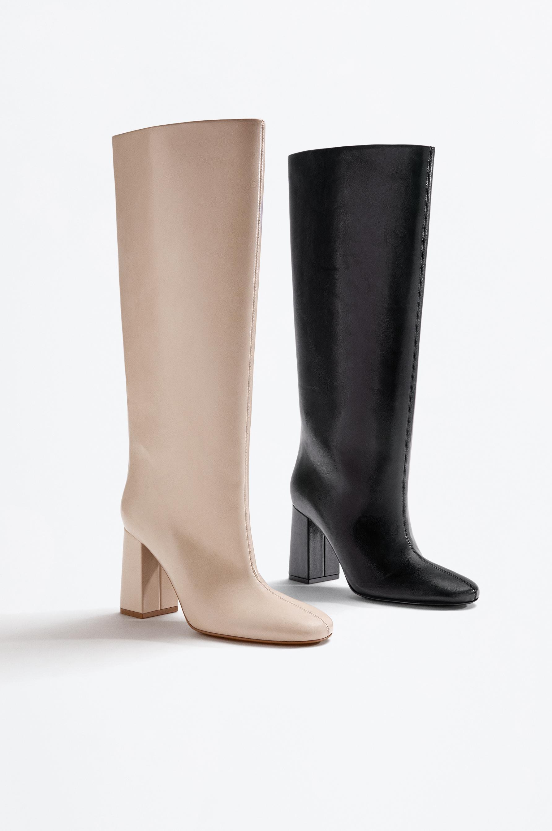 Knee-high heeled boots — BLACK