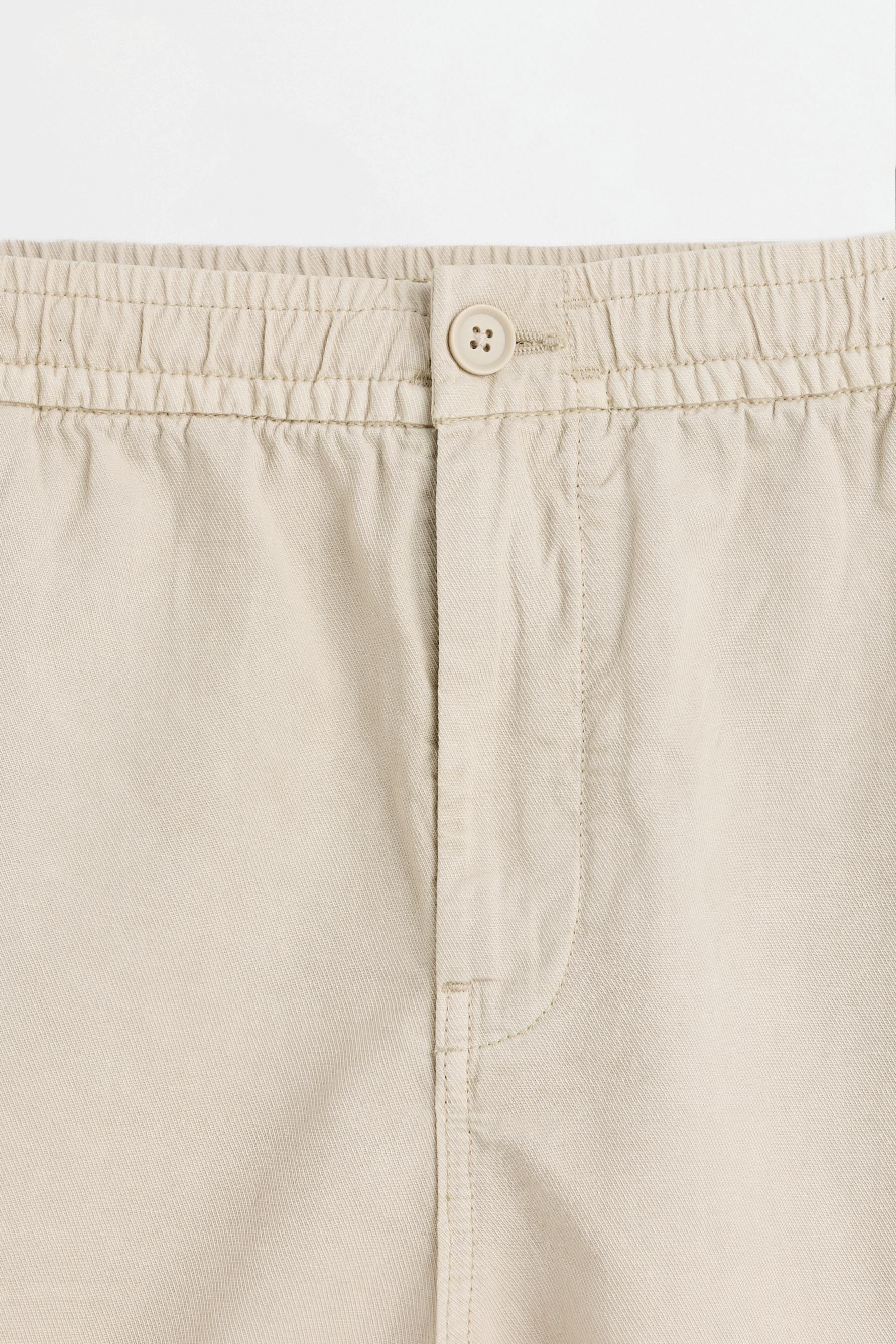 Linen blend jogger Bermuda shorts — BEIGE