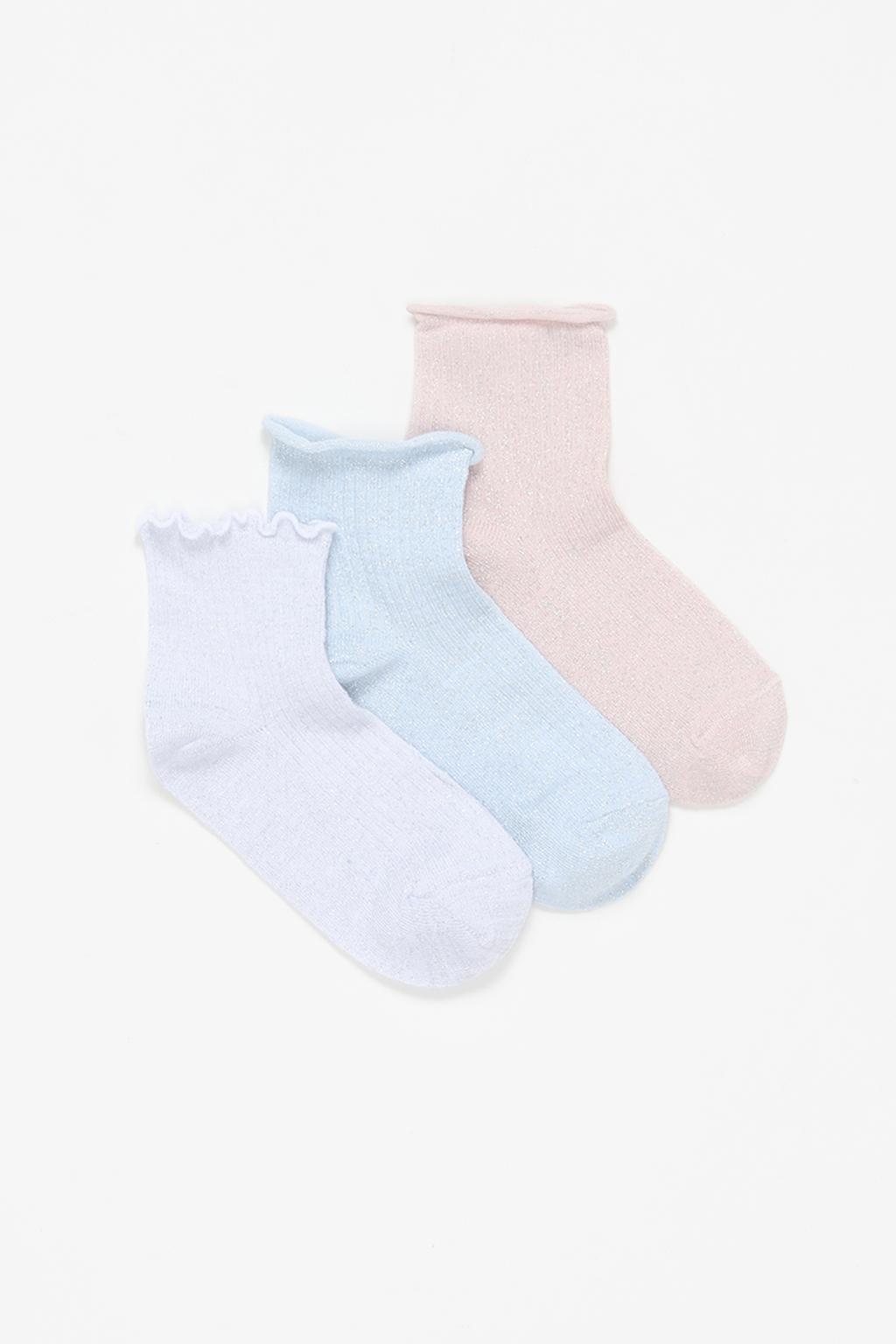 3-pack socks with shimmery detail