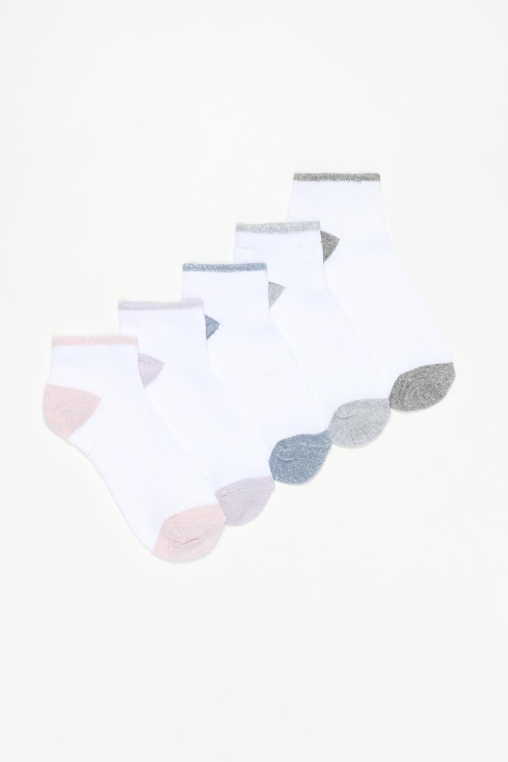 Pack of 5 pairs of shimmery ankle socks