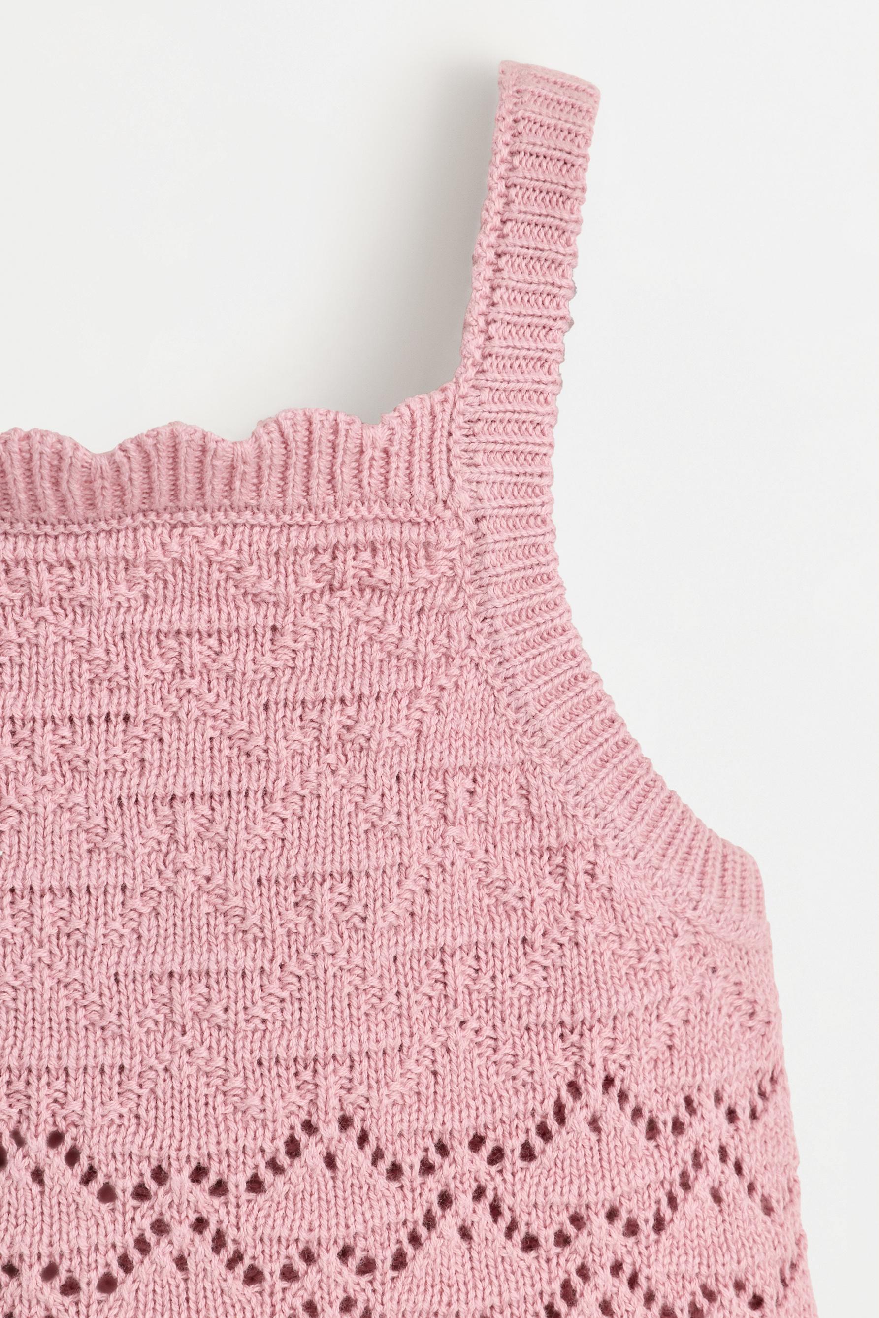 Crochet knit top — PALE PINK