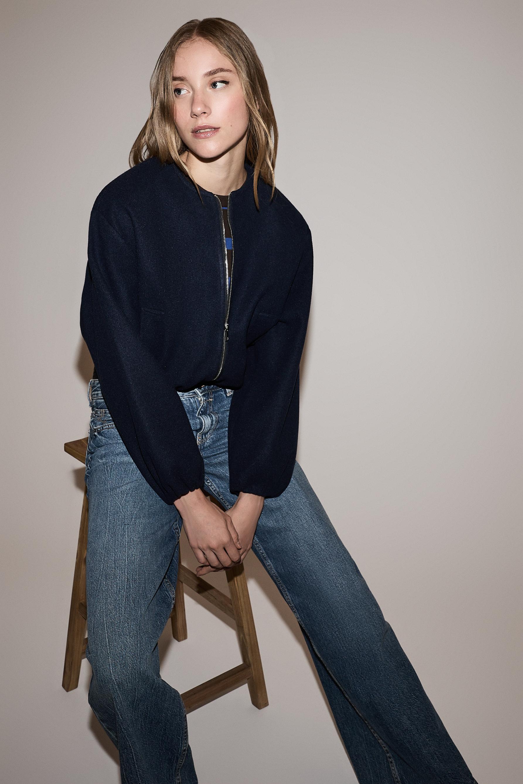Felt bomber jacket — NAVY