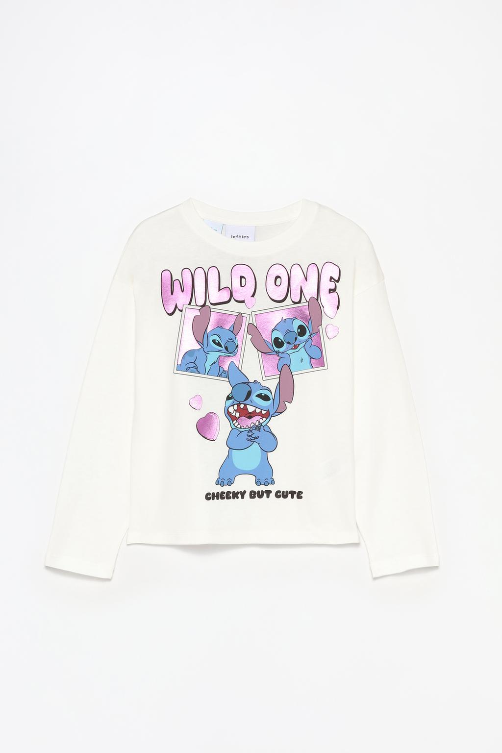 Stitch ©Disney T-shirt with metallic slogan