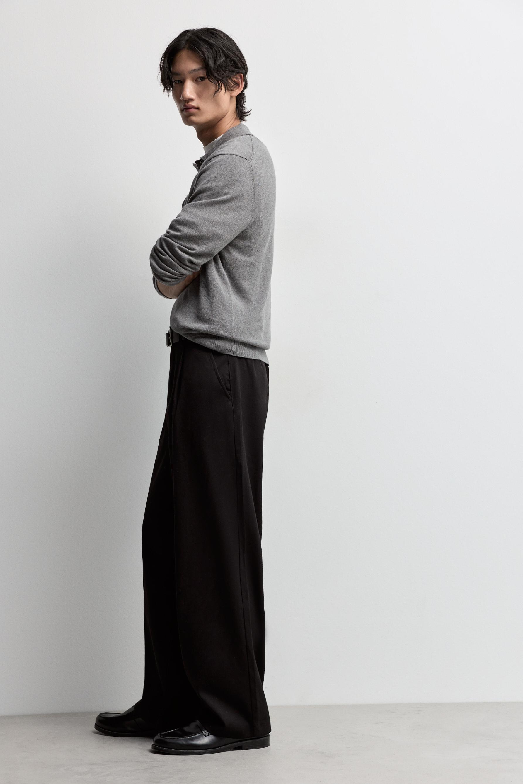 Wide-leg tailored trousers — BLACK