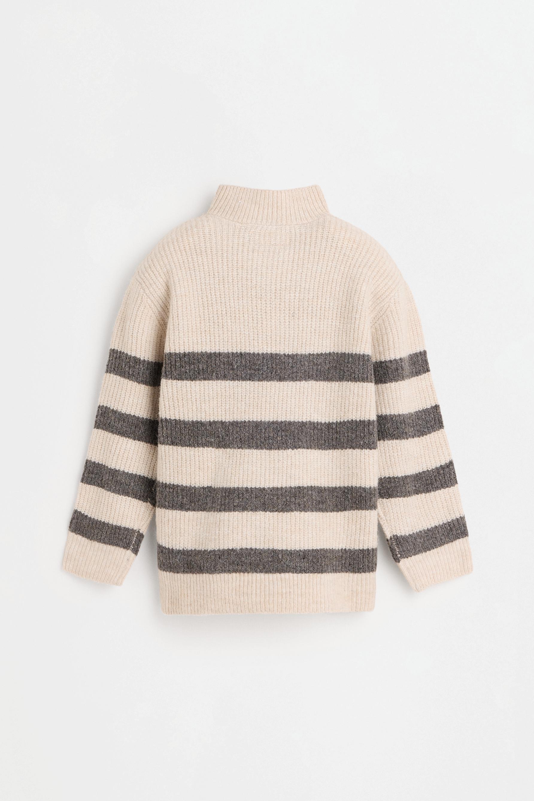 Striped zipper sweater — MINK