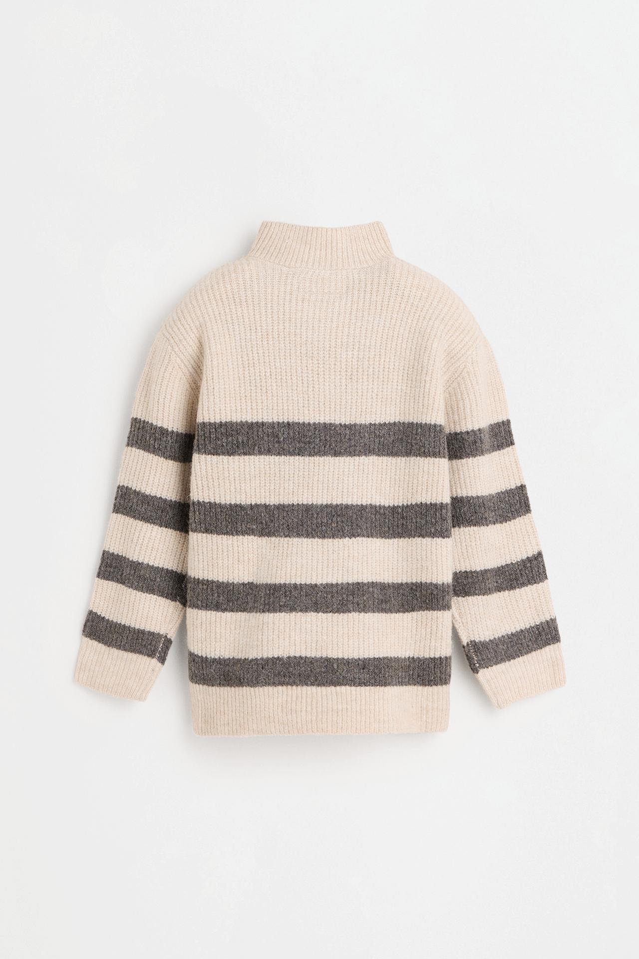 Striped zipper sweater — MINK