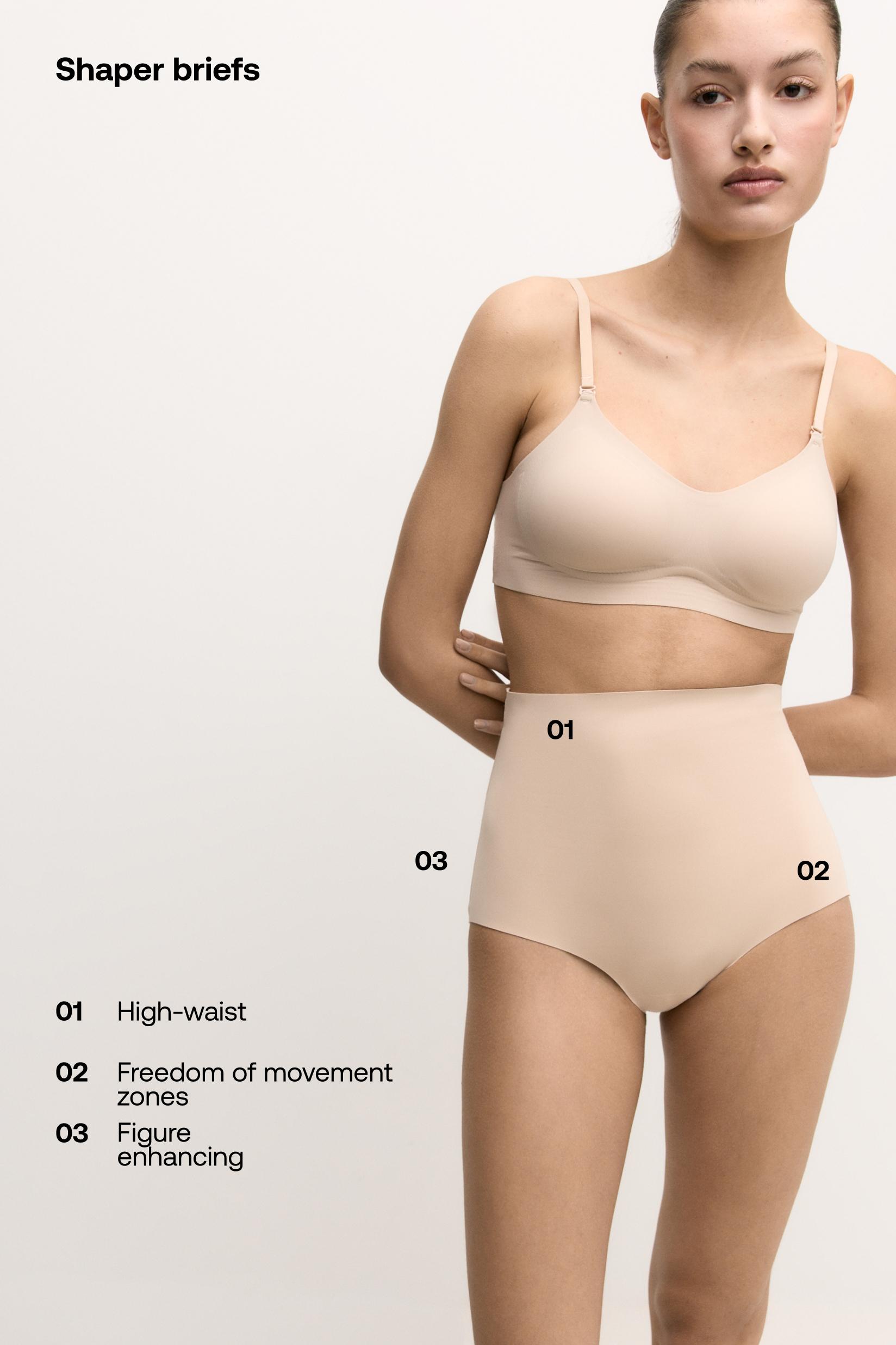 High-waist shaper briefs — ECRU