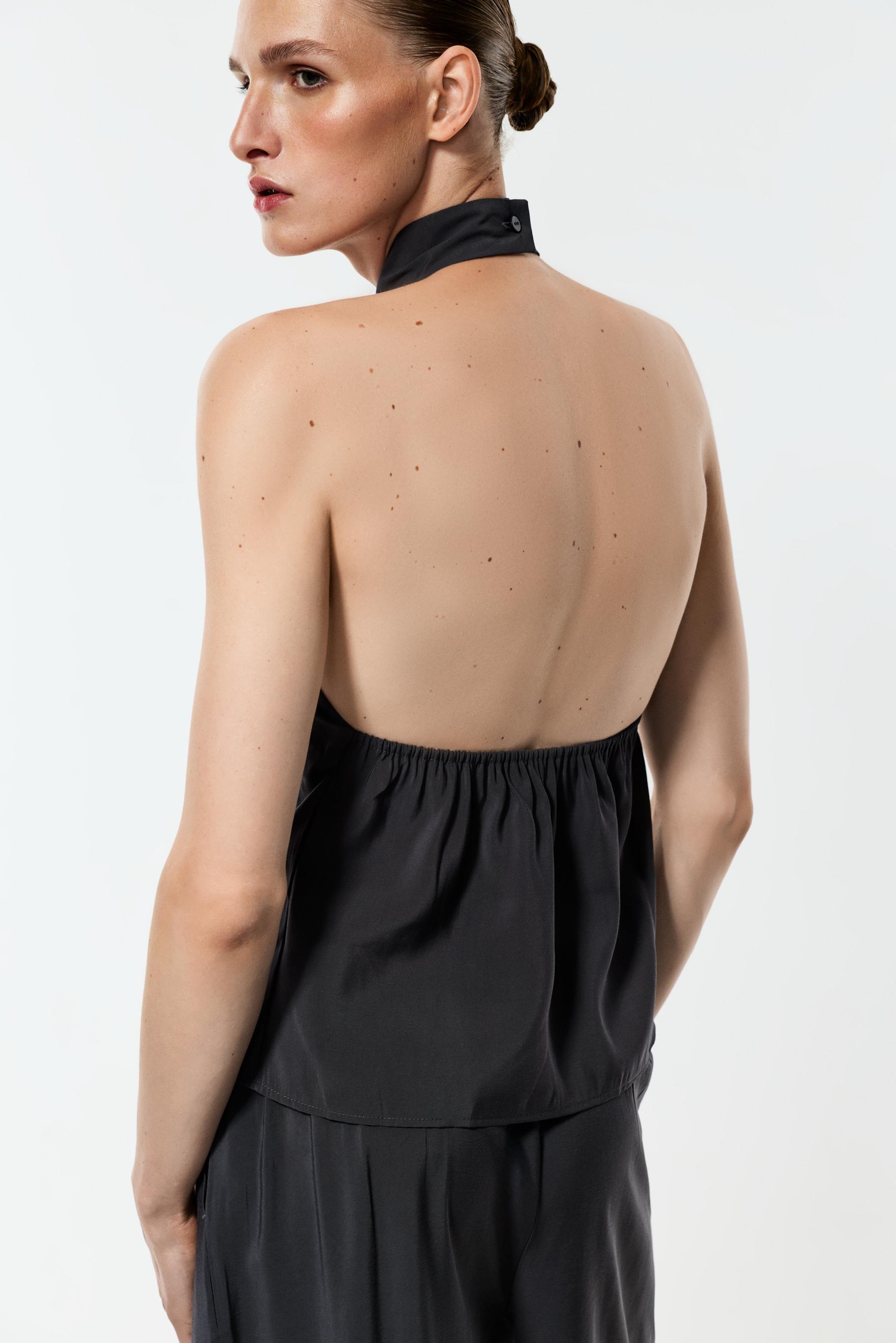 Soft halter neck top — ANTHRACITE GREY