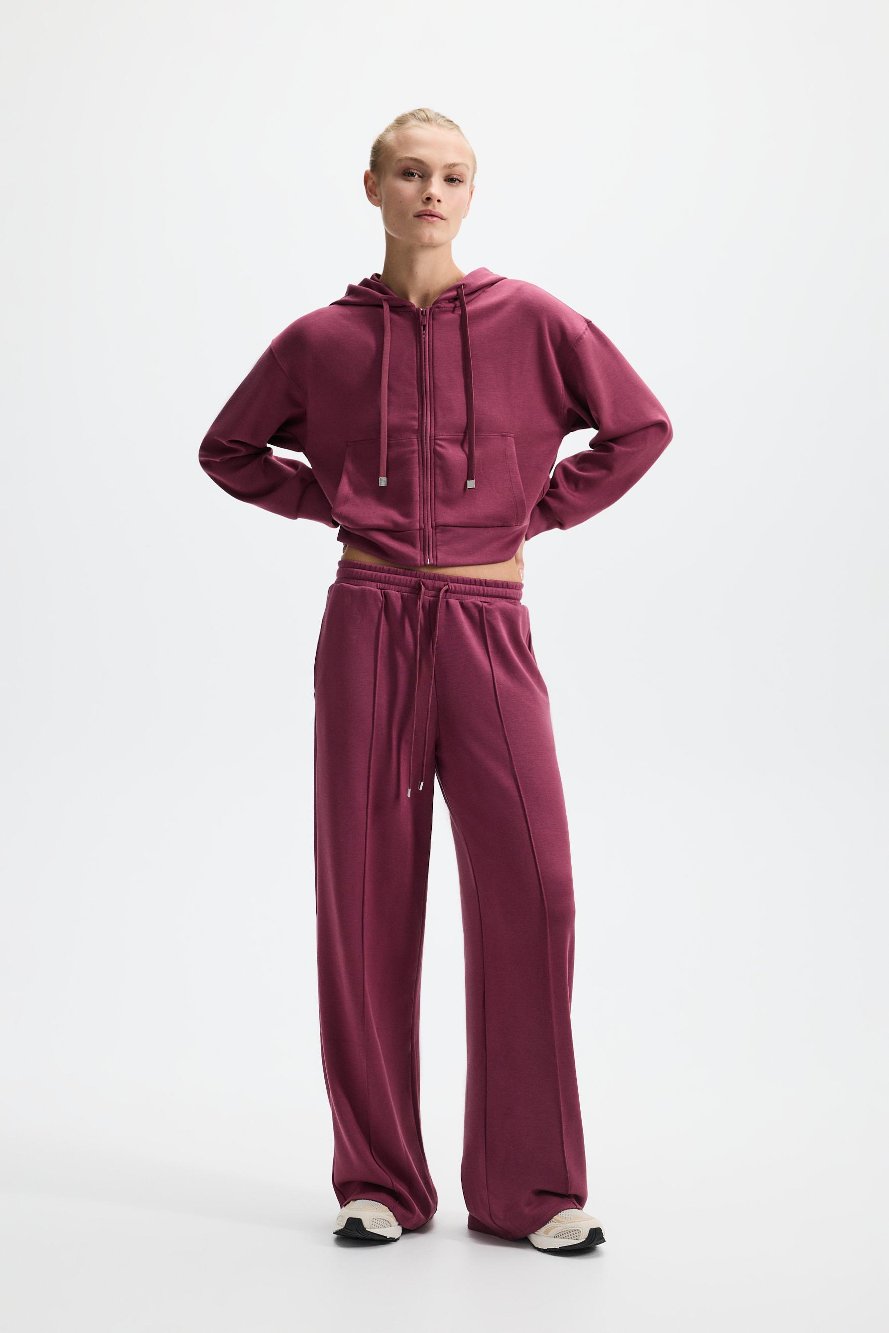 Wide-leg tracksuit trousers with front seam — DARK PINK