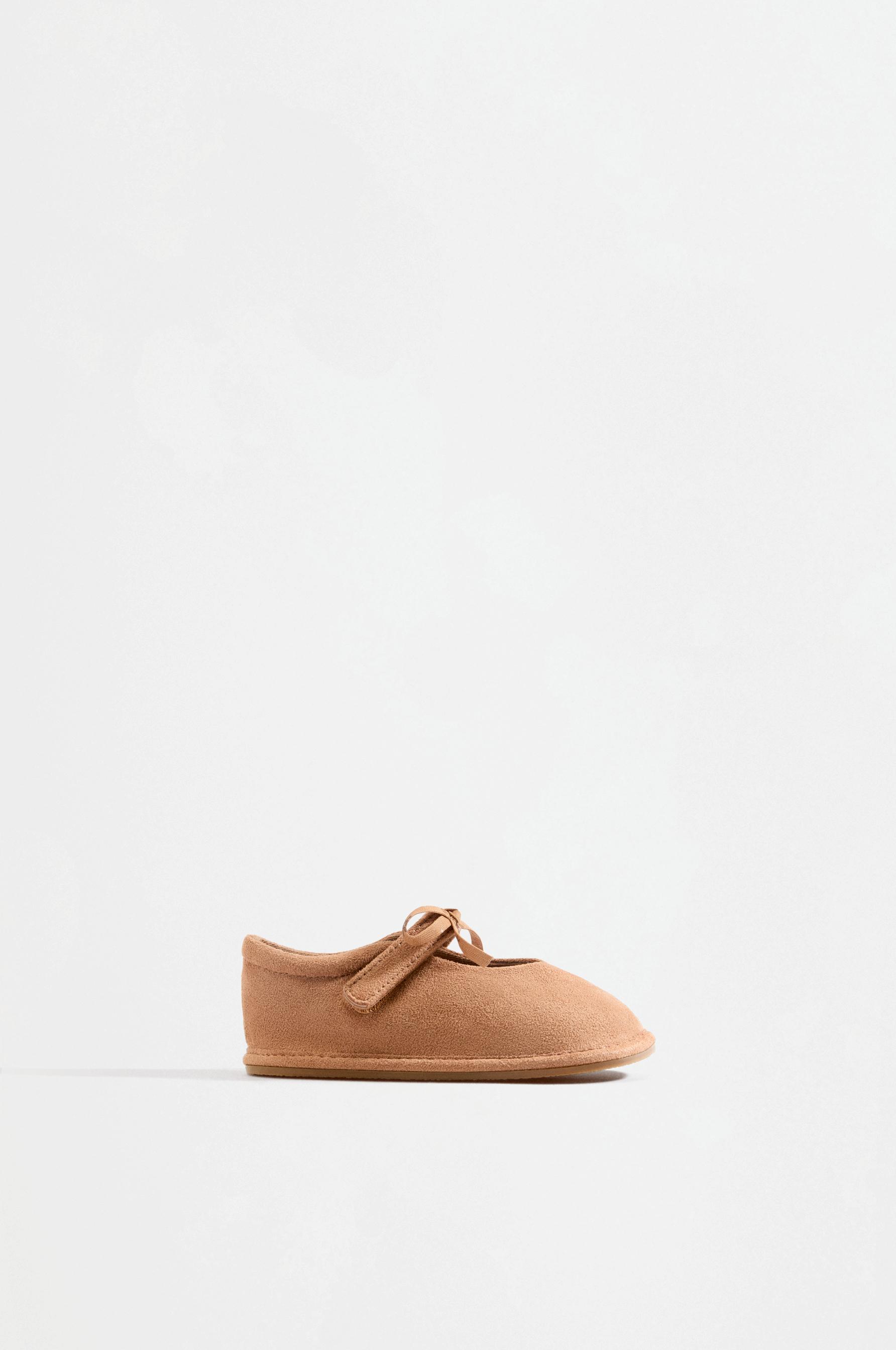 Barefoot ballet flats with bow detail — LEATHER