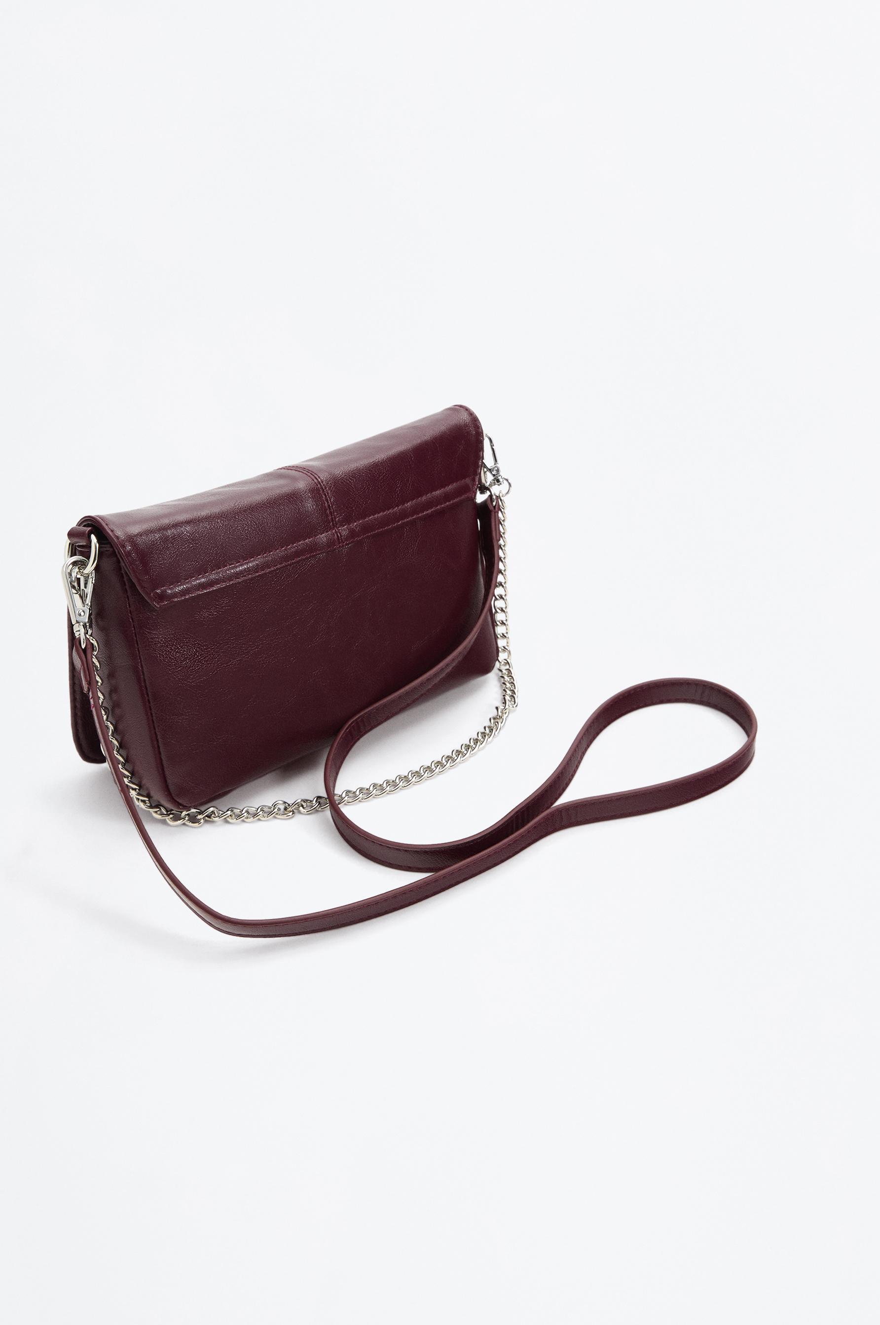 Chain detail shoulder bag — BURGUNDY