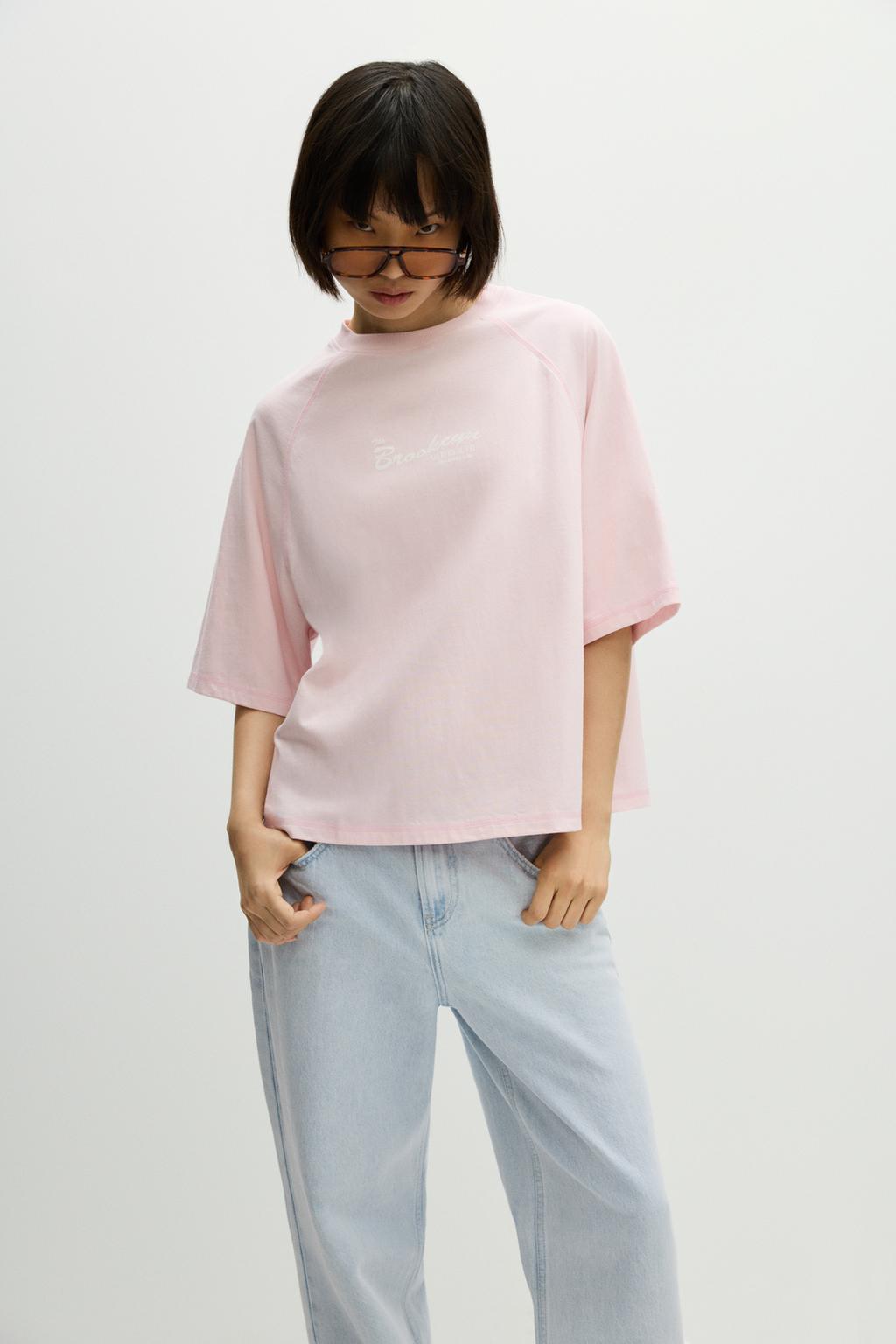 Reglan kollu desenli t-shirt