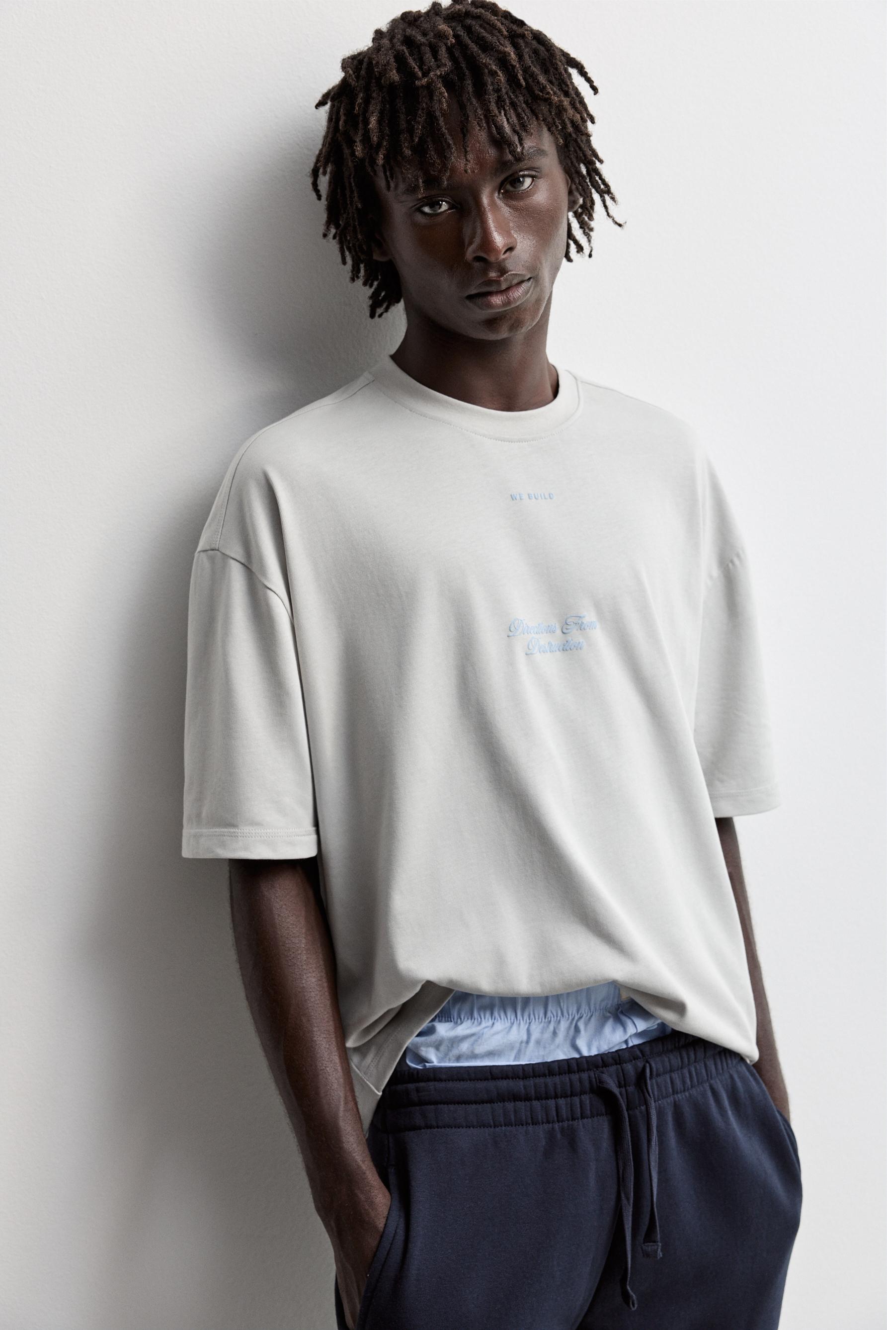 Oversize printed T-shirt — PALE GREY
