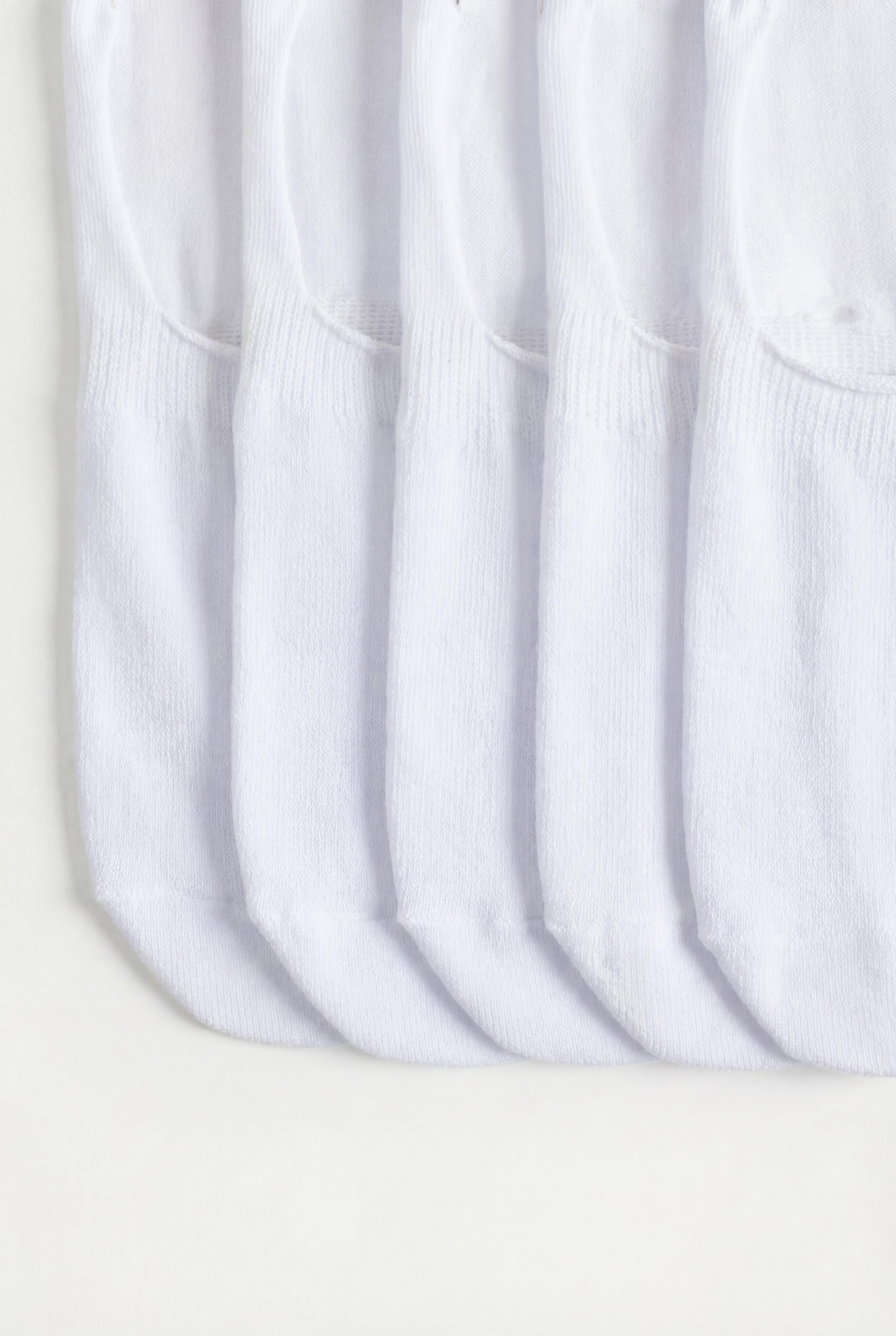 Basic No-Show Socks (5-Pack) — WHITE