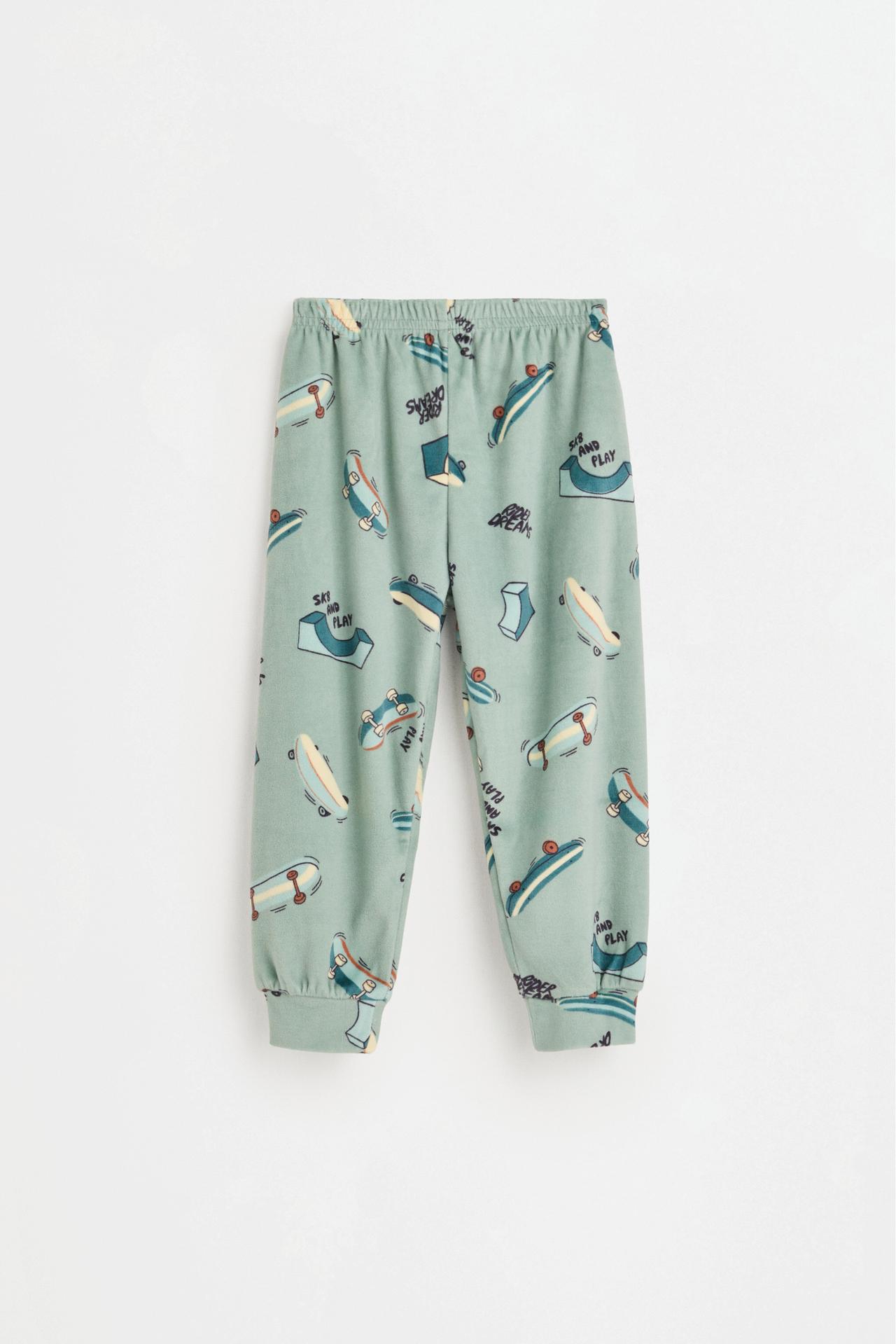 Printed velvety pyjamas — FADED GREEN
