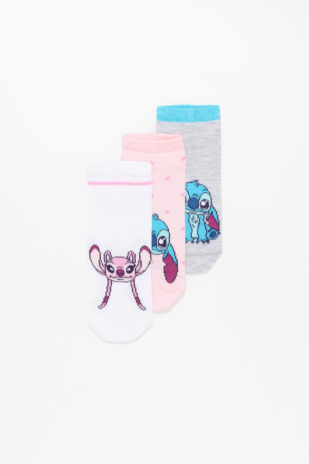 3-pack of Stitch & Angel ©Disney ankle socks