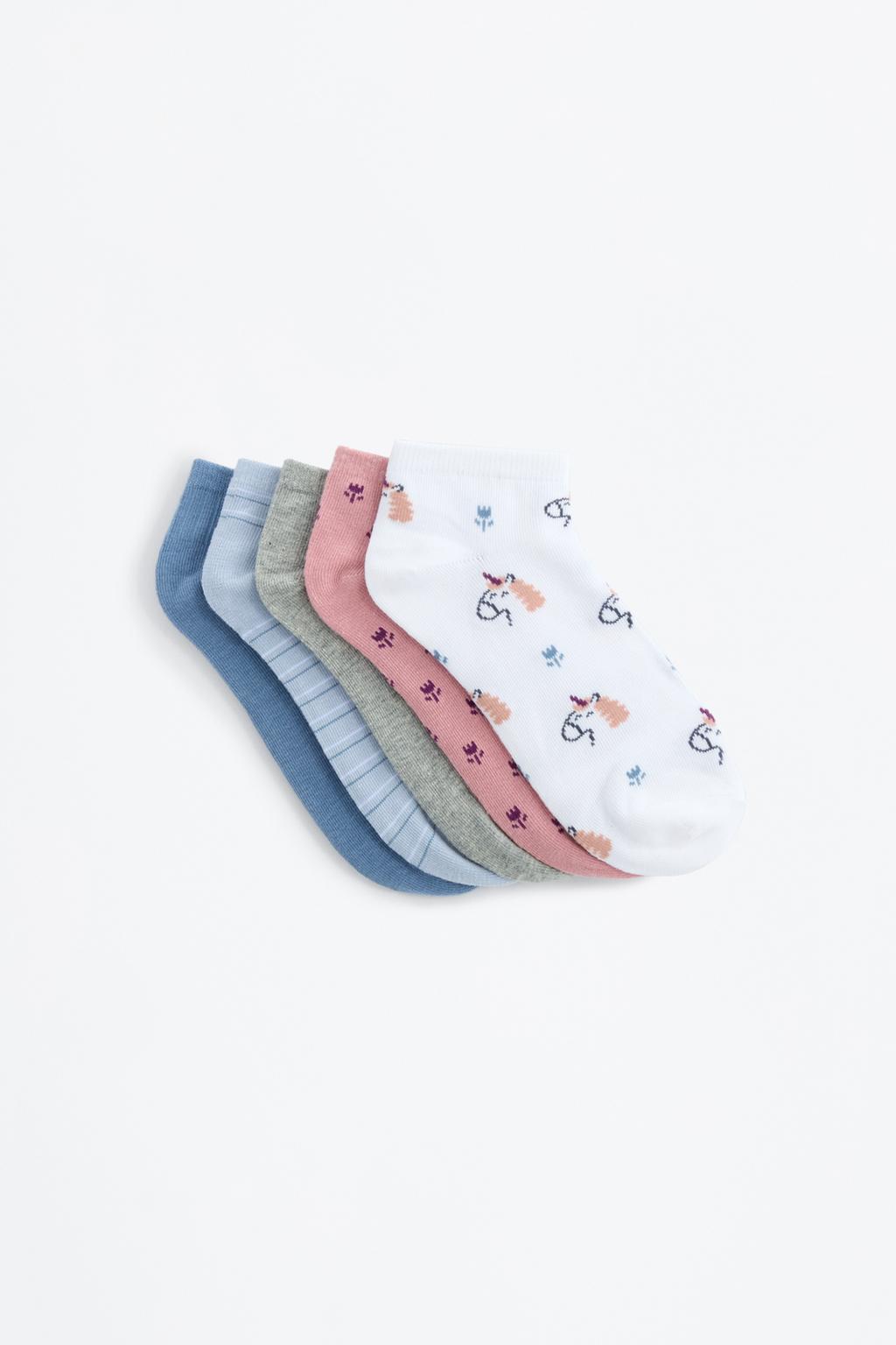 5-pack of unicorn ankle socks