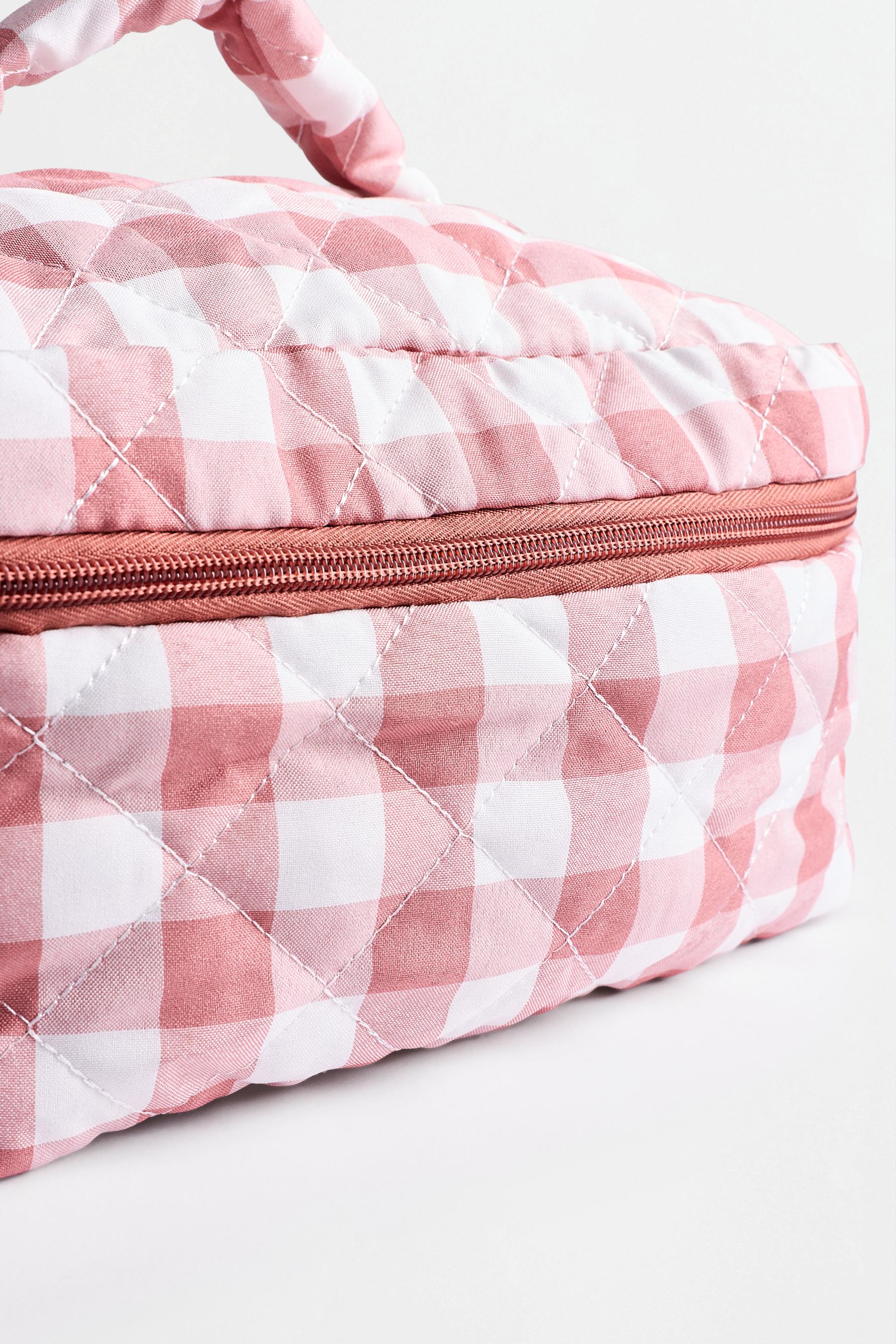 Large gingham toiletry bag — PASTEL PINK