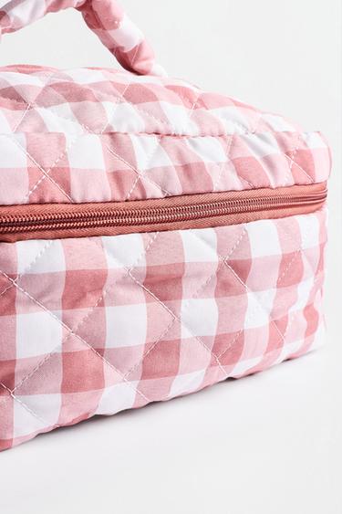 Large gingham toiletry bag — PASTEL PINK 2