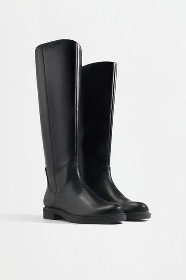 Flat knee-high riding boots — BLACK 2