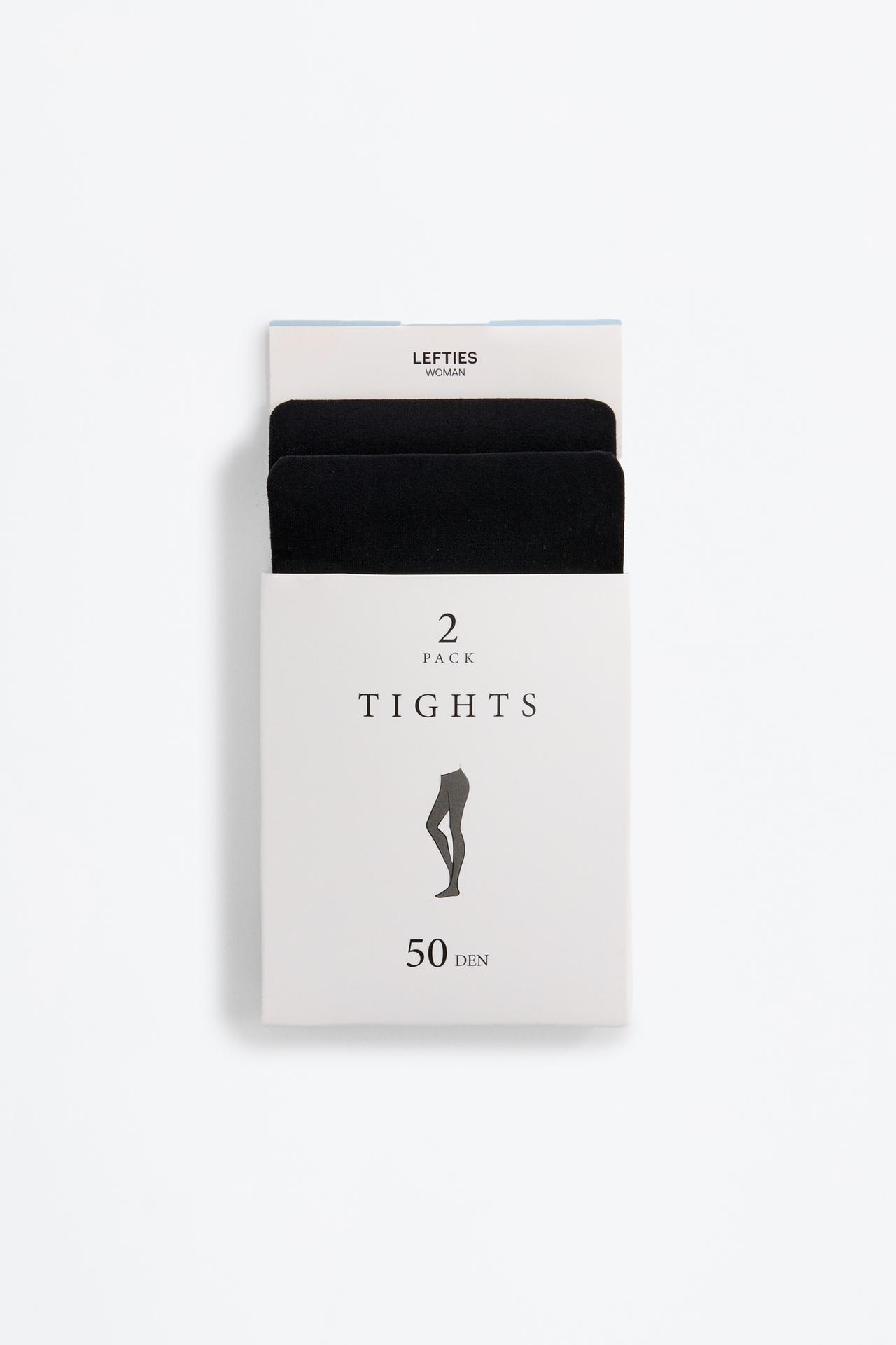 50 Denier Basic Tights - 2-Pack — BLACK