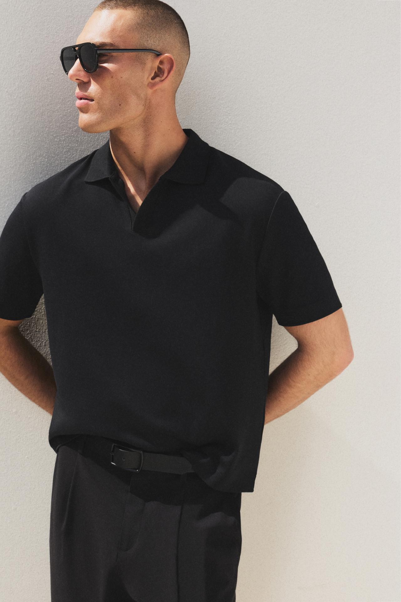 Interlock polo shirt — BLACK
