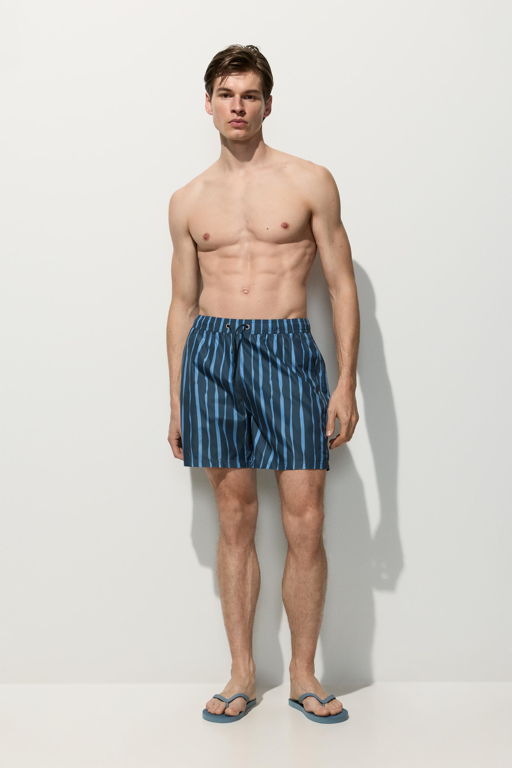 Printed regular fit swim shorts — FADED NAVY