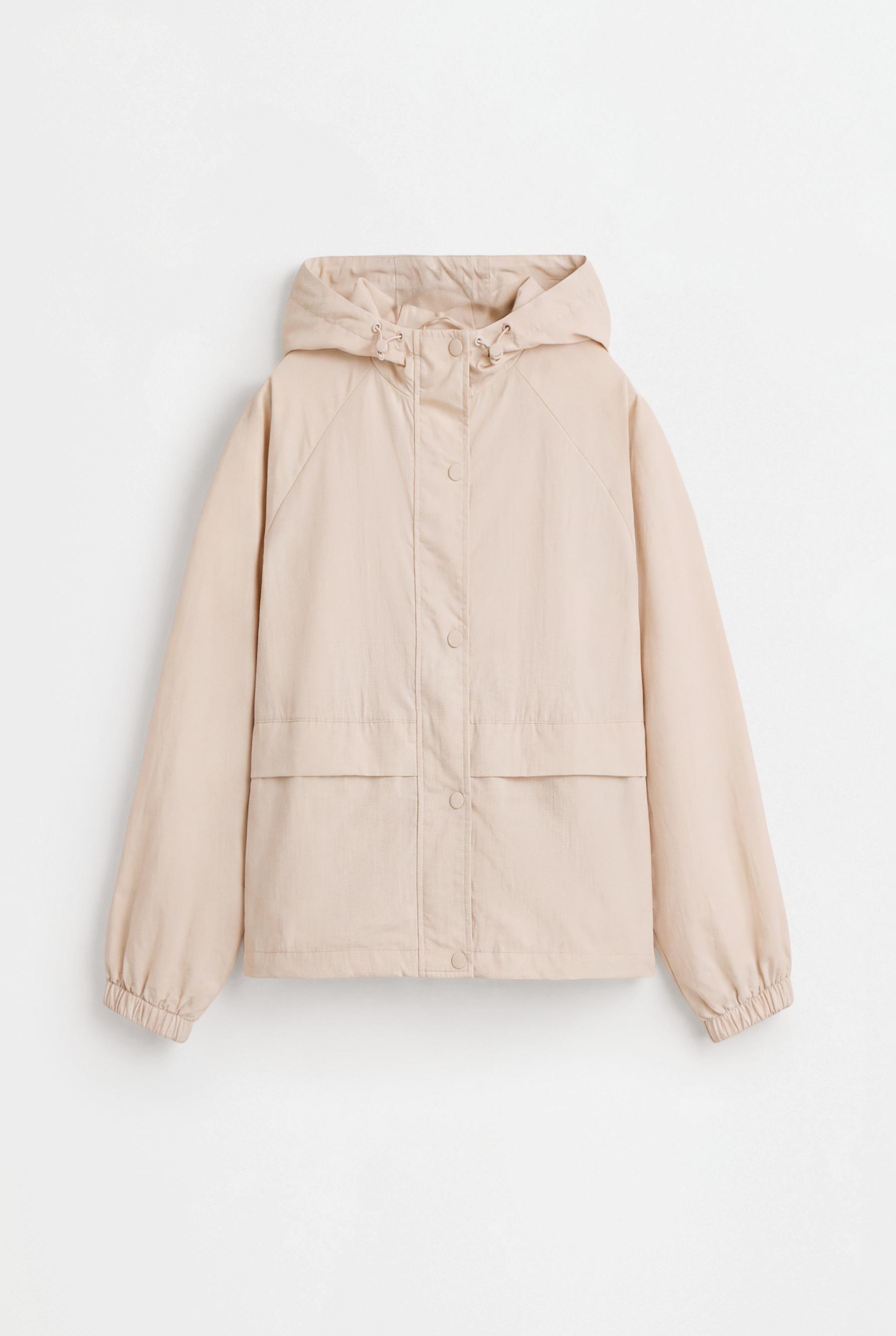 Cropped hooded windbreaker — ECRU
