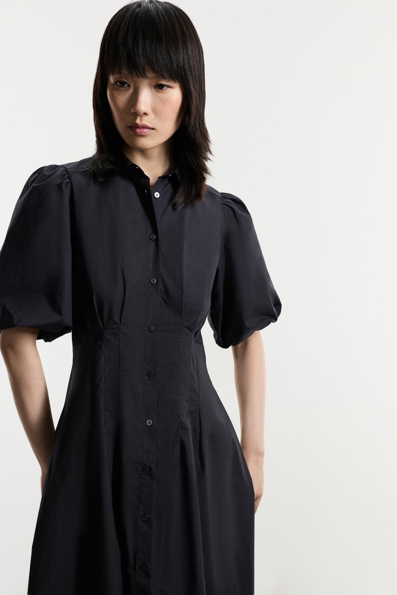 Midi shirt dress — BLACK