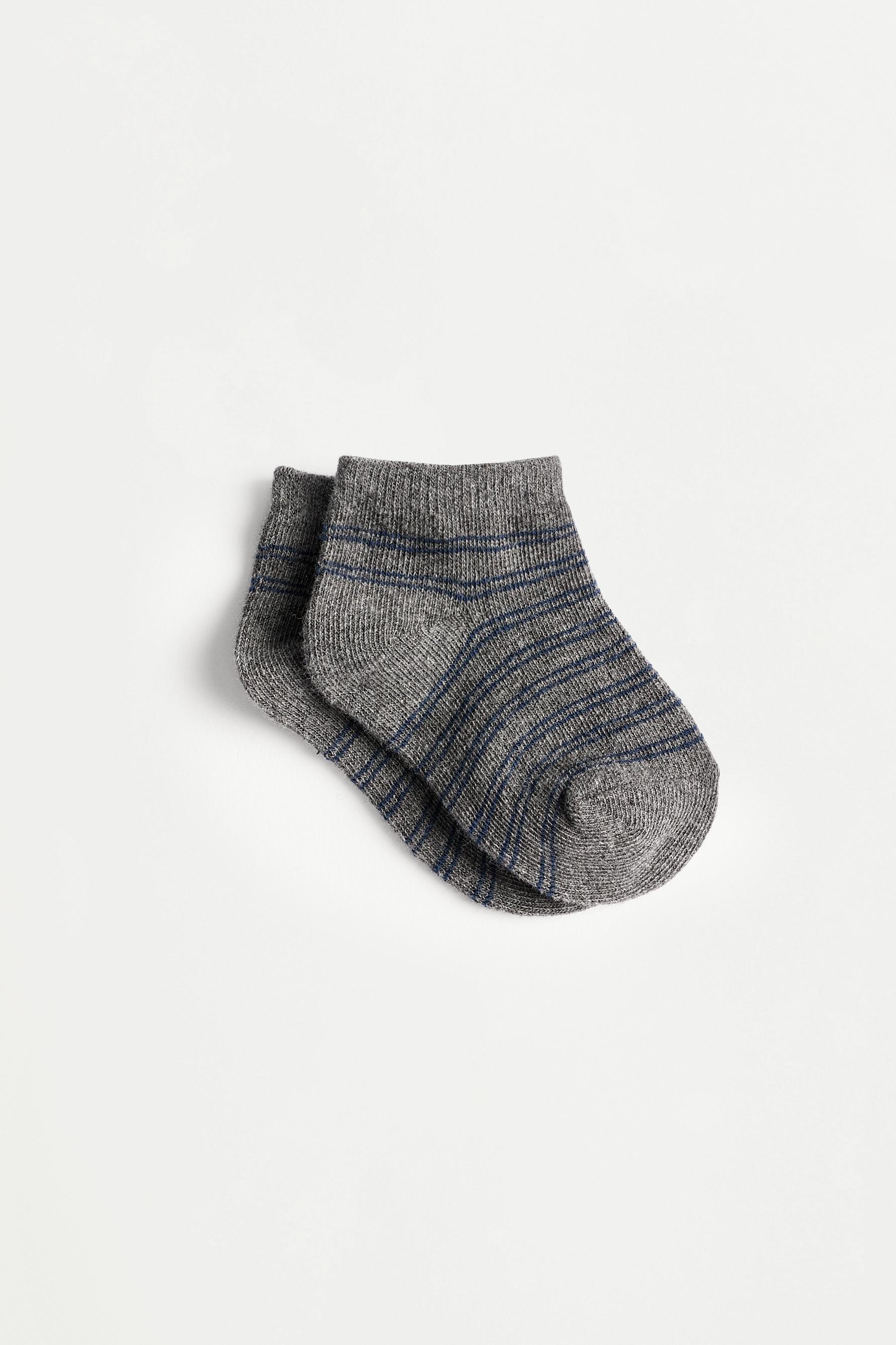 7-Pack Striped Short Socks — GREY/BLUE