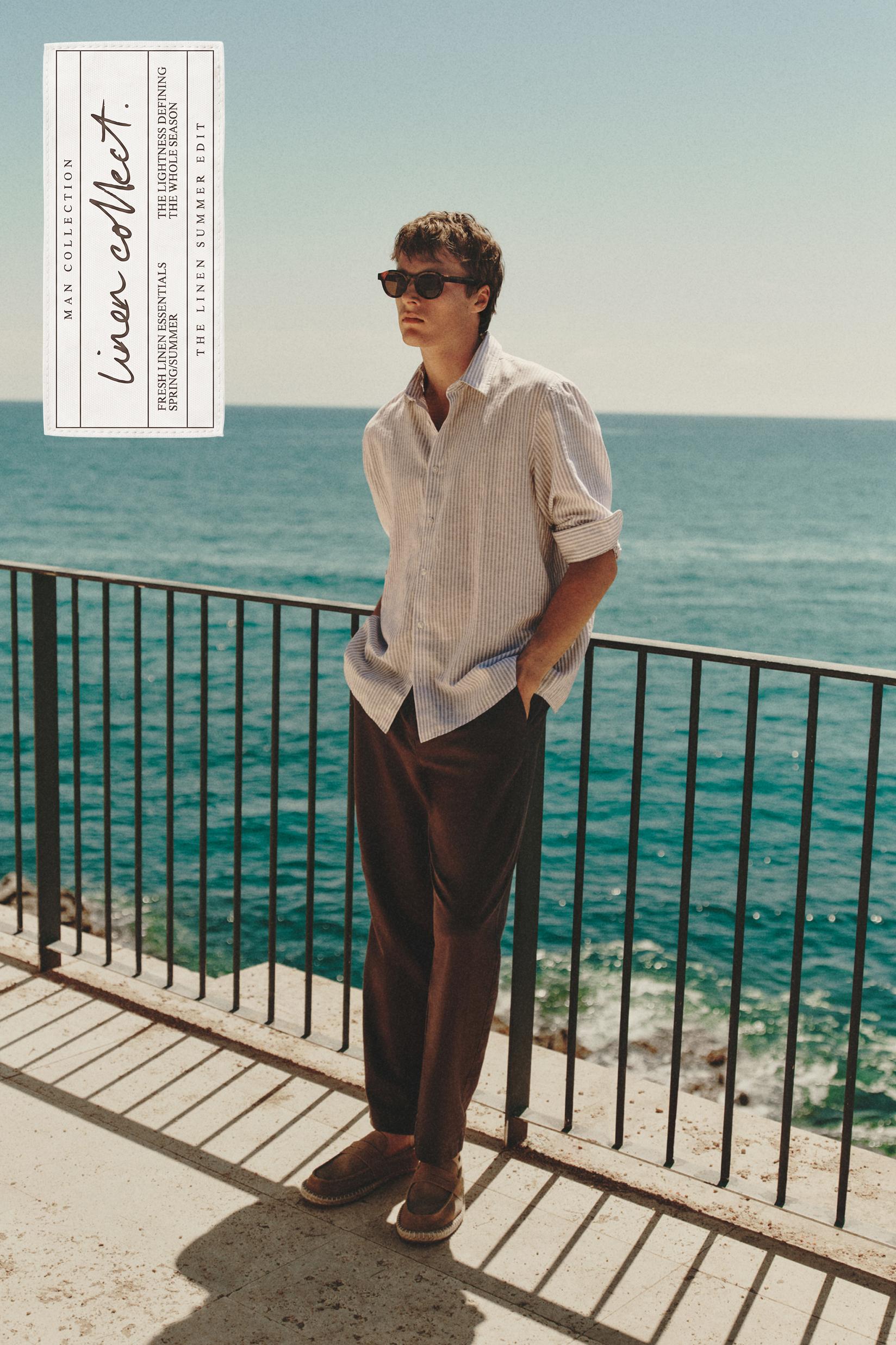 Baggy Linen-Blend Joggers — CHOCOLATE