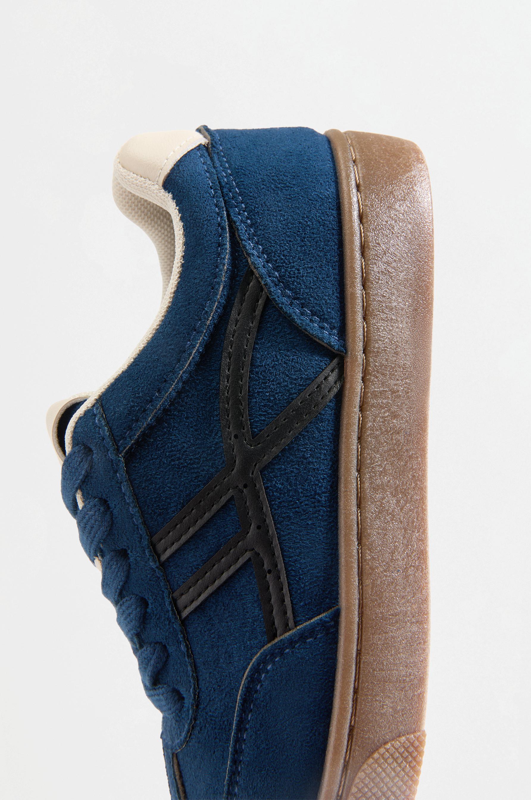 Split suede-effect sneakers — BLUE