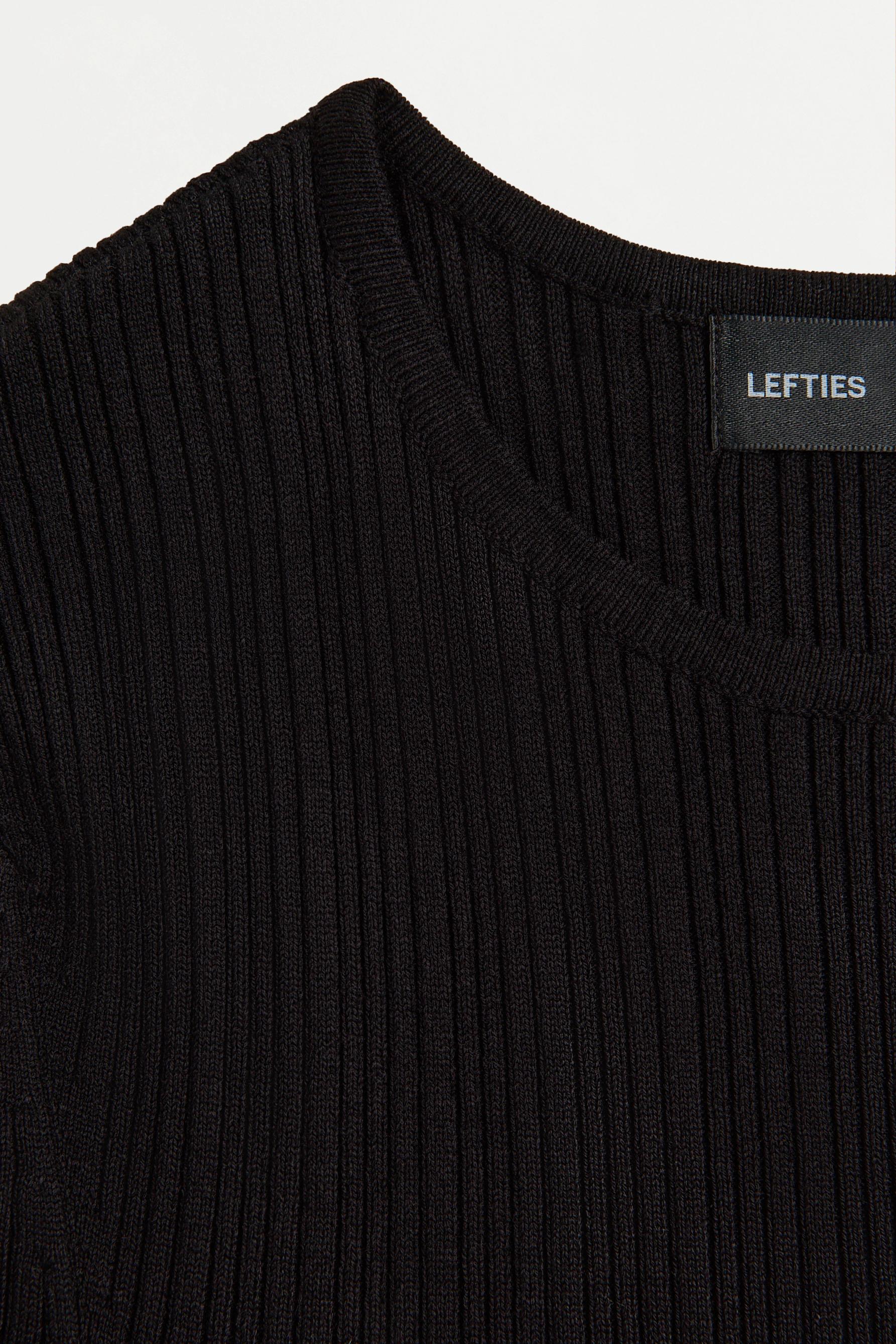 Basic ribbed knit top — BLACK